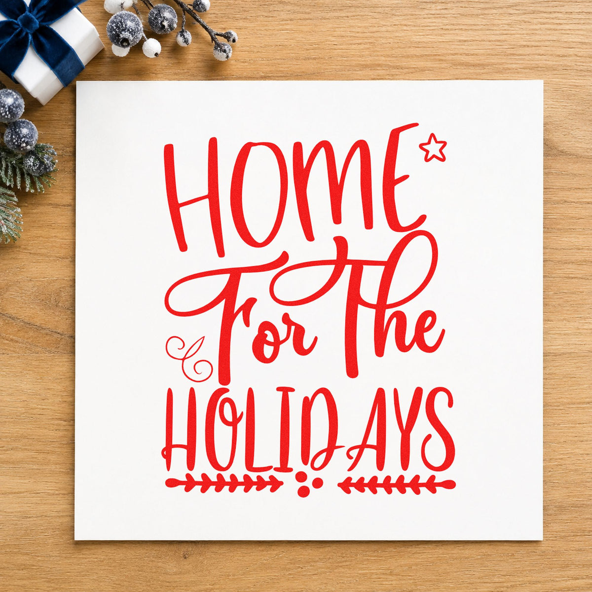 Home For The Holidays Rubber Stamp – Duo Hand in use 5