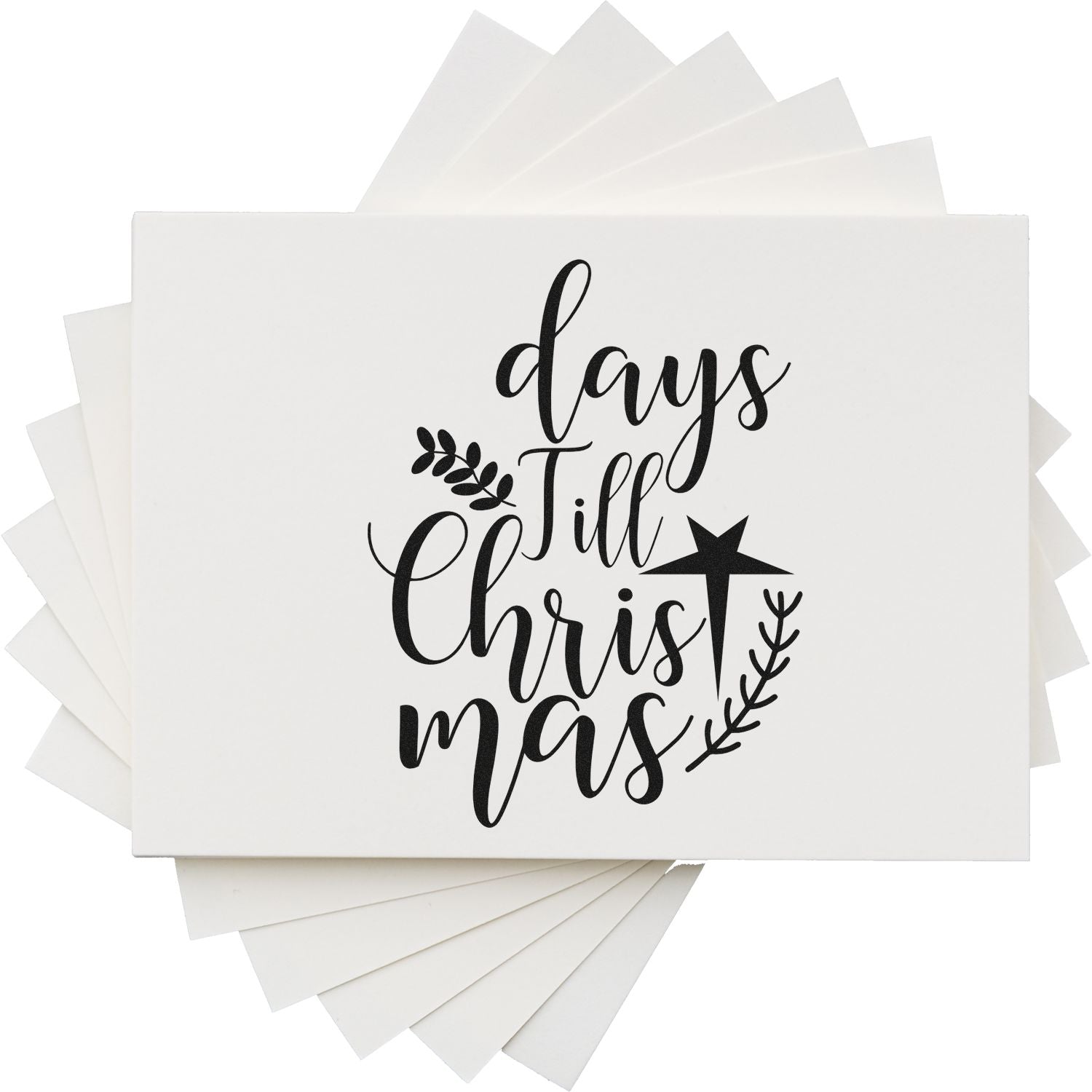 Days Till Christmas rubber stamp design for holiday cards and crafts, featuring script text and star accents.