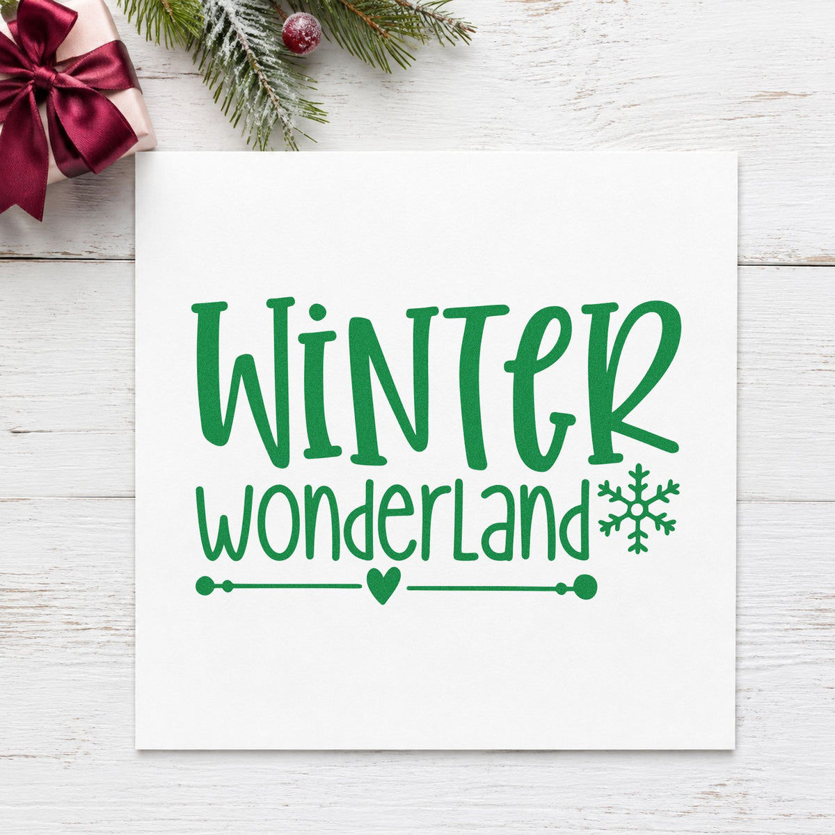 Winter Wonderland Snowflake With Hearts Pre-Inked Stamp – Slim in use 3