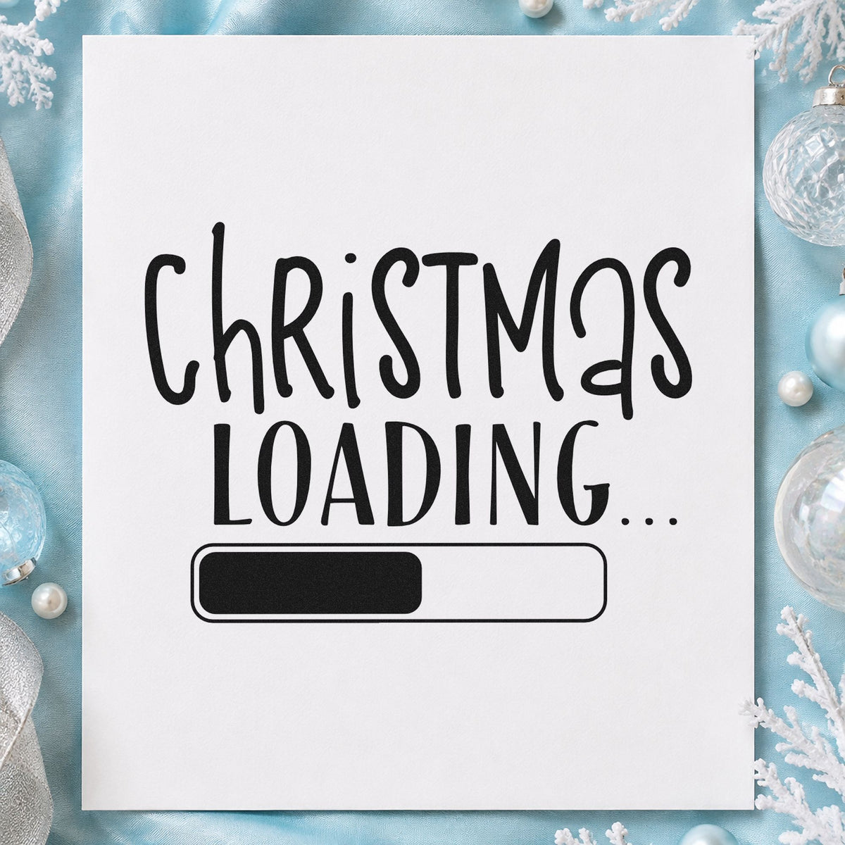 Christmas Loading Progress Bar rubber stamp printed in black ink, ready for progress bar cards and similar paper crafts.