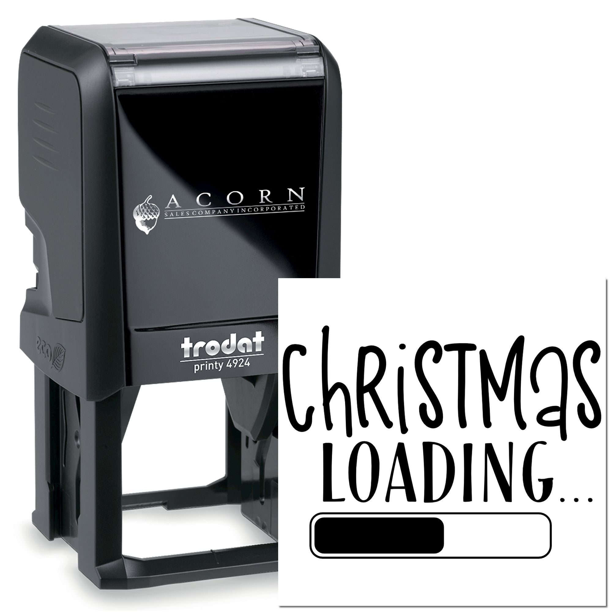 Christmas Loading self-inking rubber stamp design for holiday shipping and packaging.