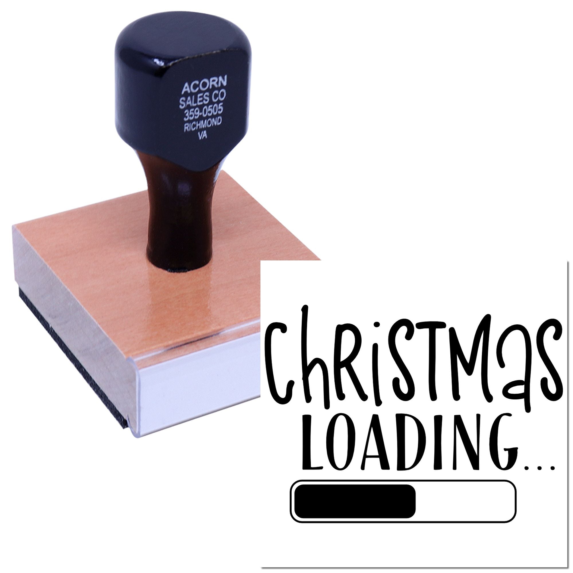 Christmas loading rubber stamp with holiday progress bar design, perfect for custom seasonal card making.