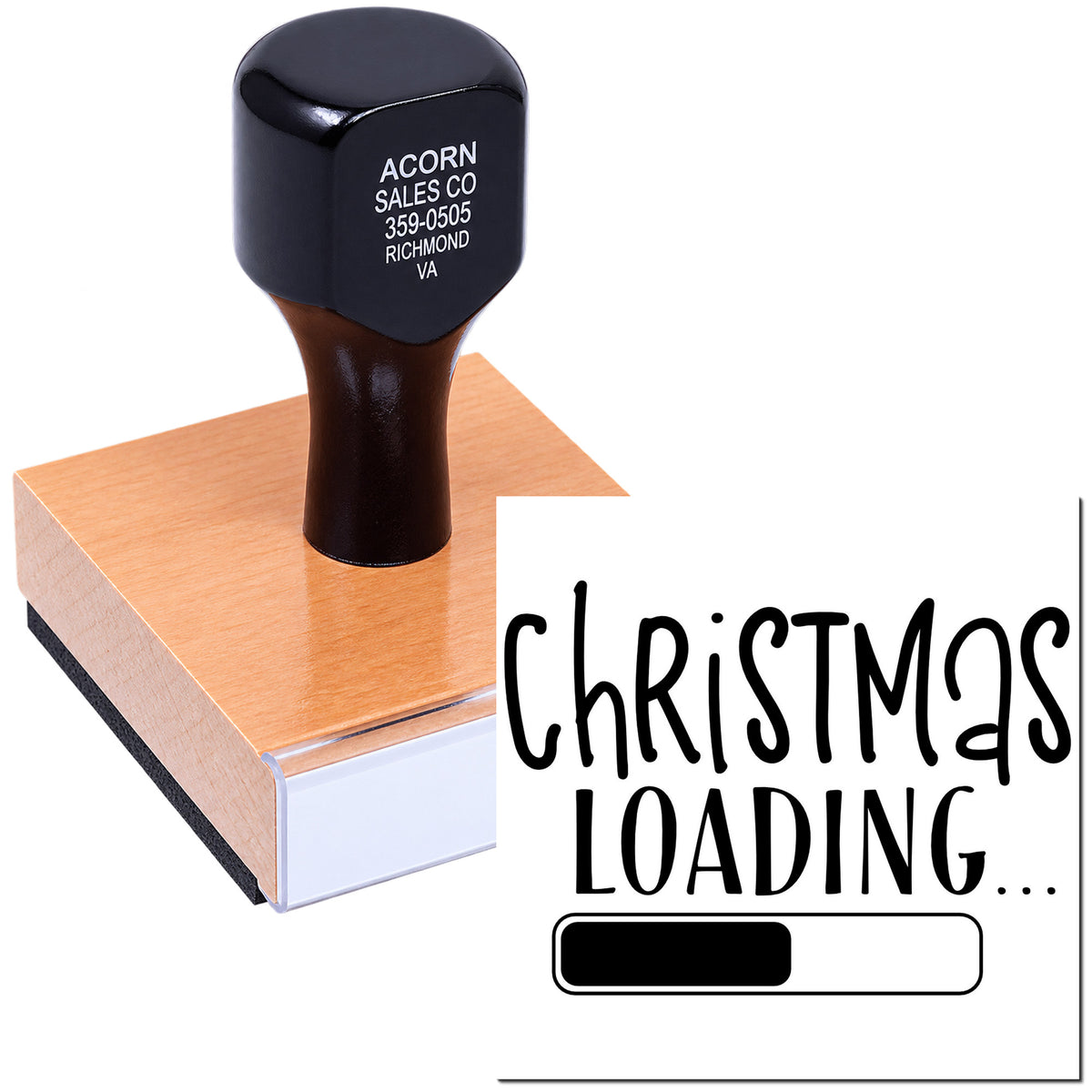 Christmas loading rubber stamp with holiday progress bar design, perfect for custom seasonal card making.