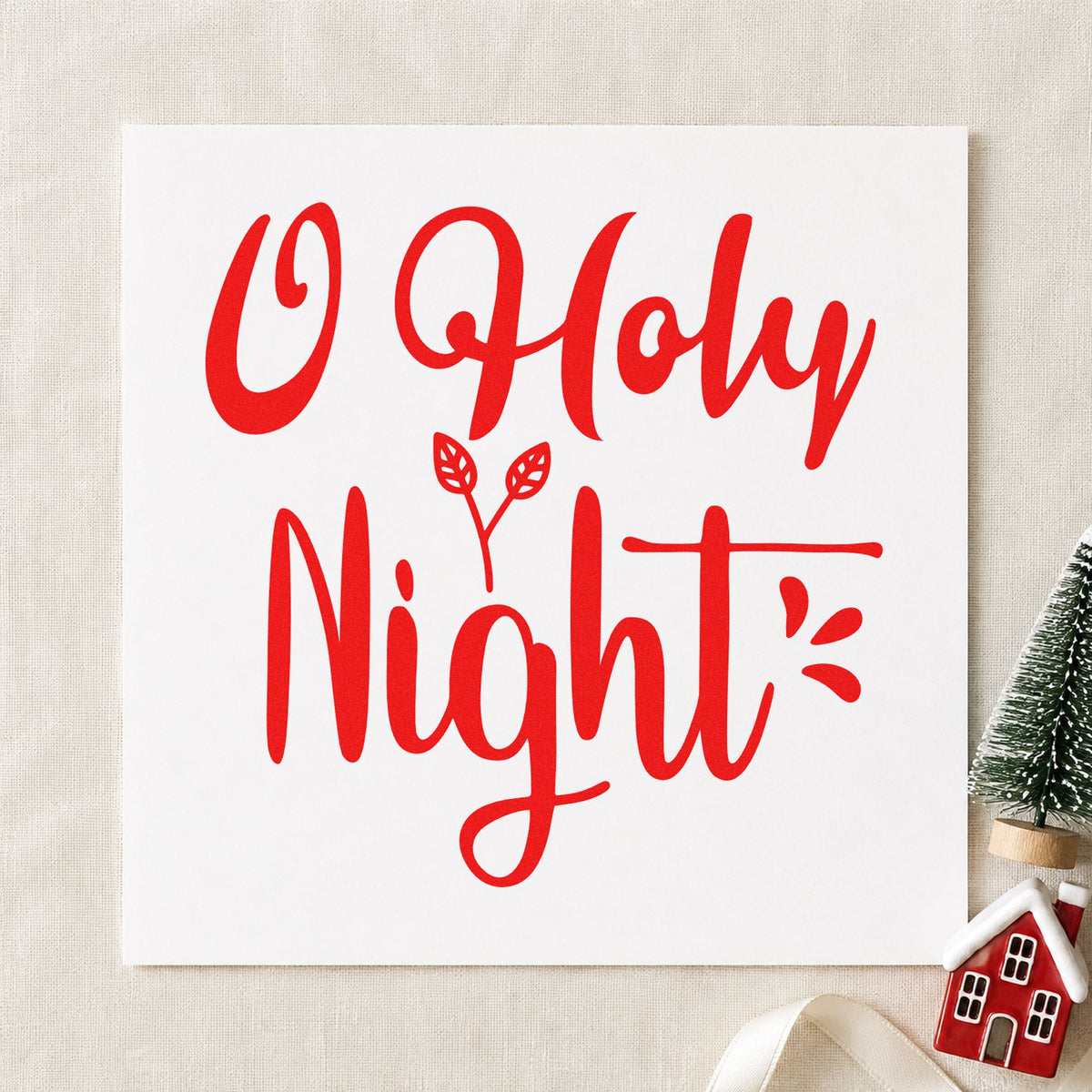 O Holy Night Leaves rubber stamp shown in red ink, stamped for projects such as pipe chest labels.