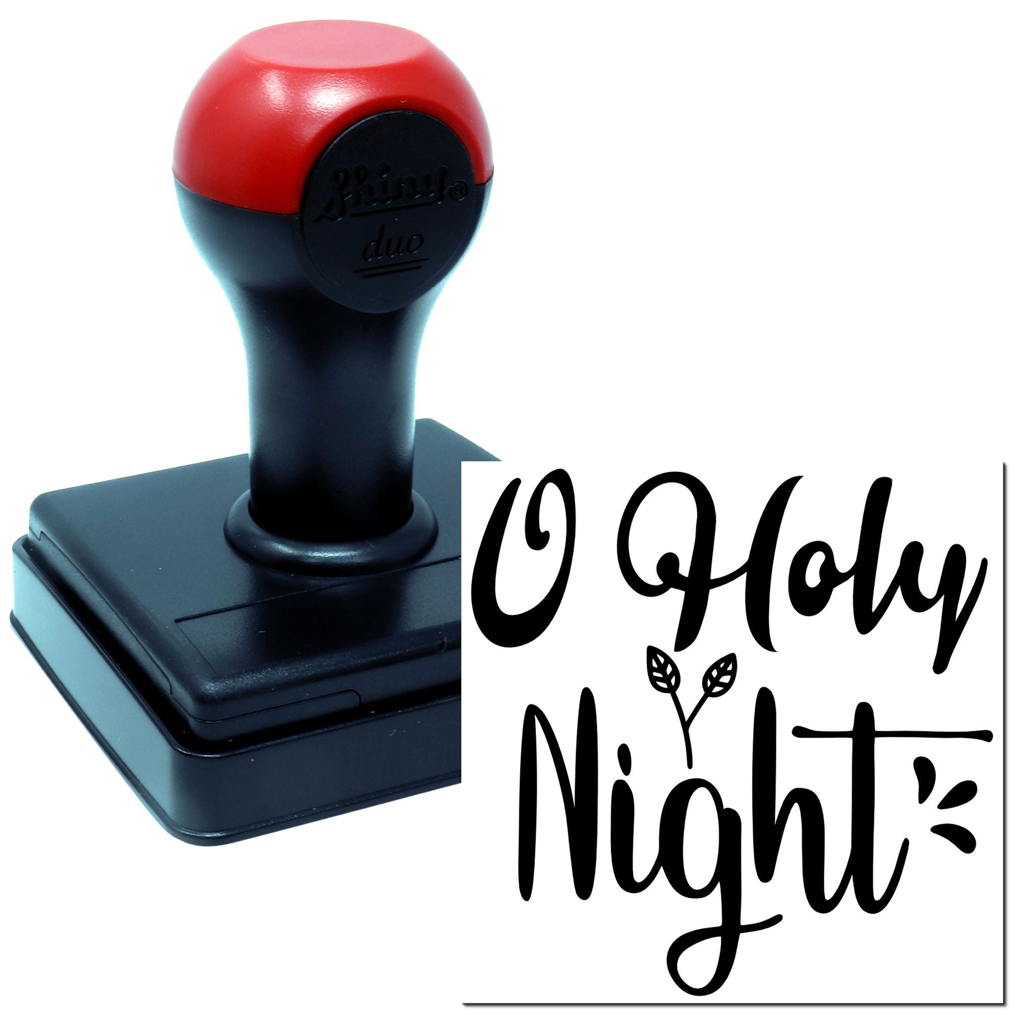Custom rubber stamp with Holy Night holiday lettering for Christmas card making, festive crafts, and handmade stationery.