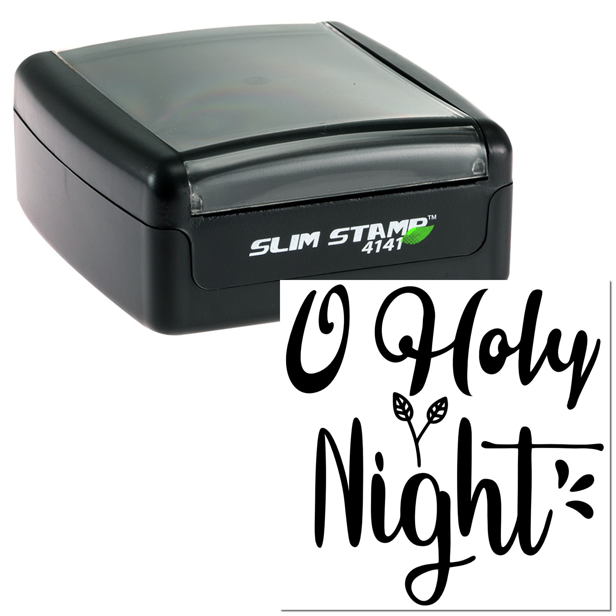Self-inking Slim Stamp 4141 rubber stamp with custom O Holy Night design for festive holiday card making.