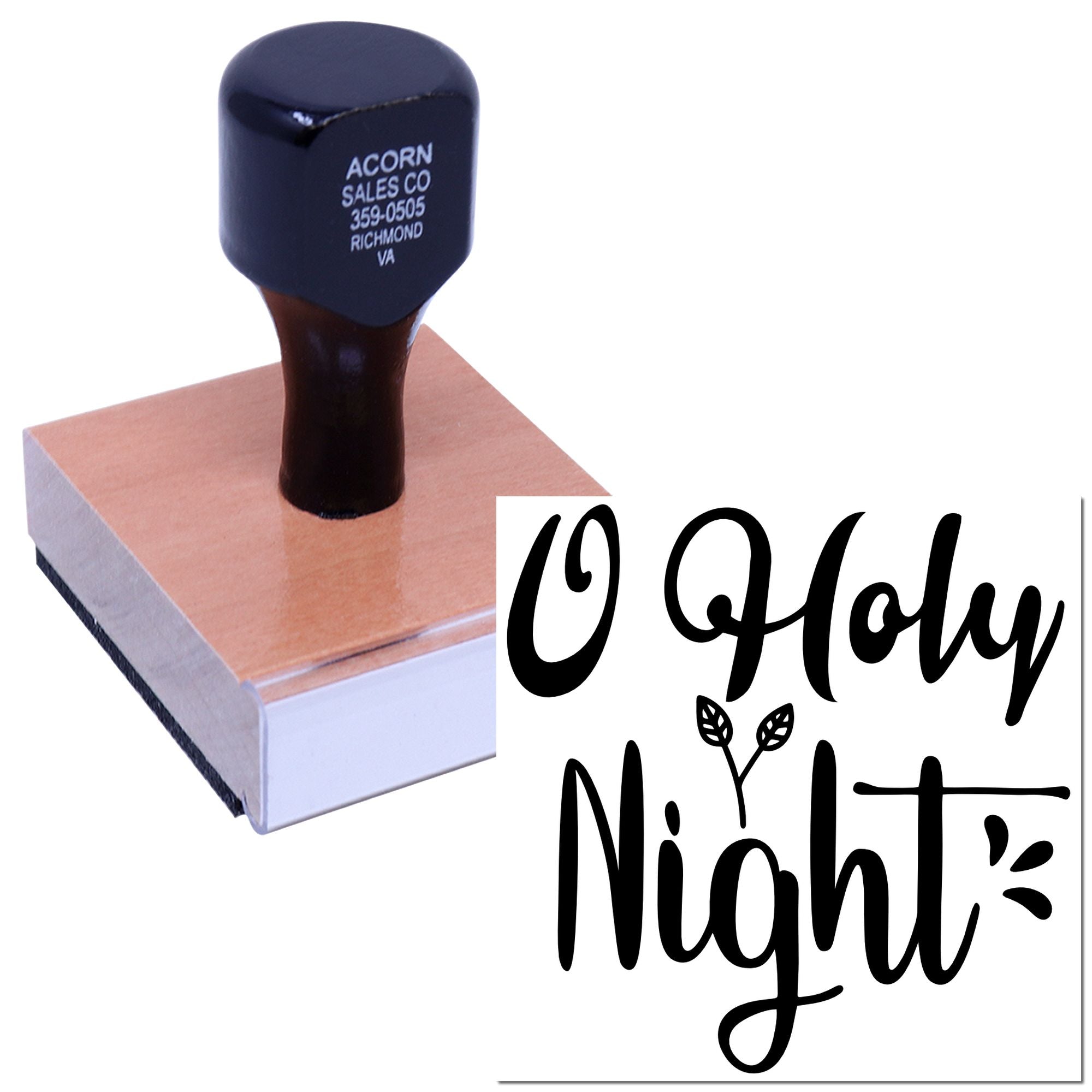 Custom O Holy Night rubber stamp with holiday script design for Christmas cards, crafts, and seasonal stationery.