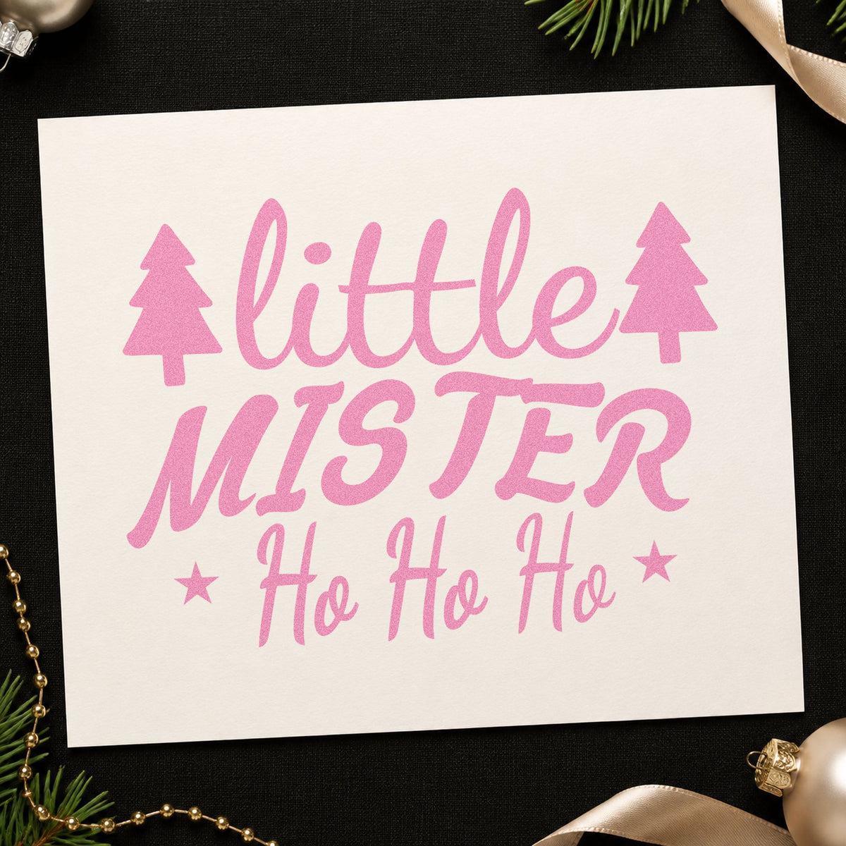 Little Mister Ho Ho Ho craft stamp in purple ink on cardstock, an easy option for woods album page.