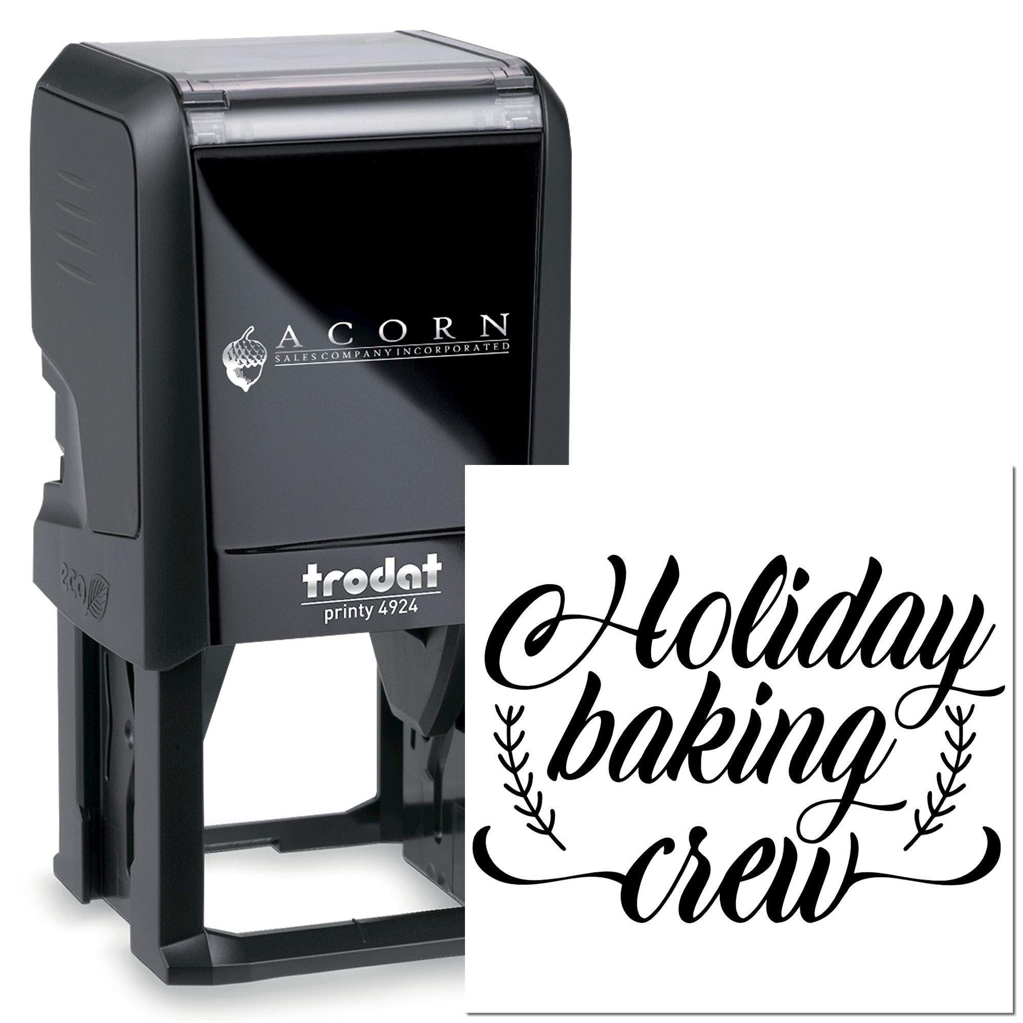 Personalized self-inking rubber stamp, Trodat Printy 4924, for Holiday Baking Crew.