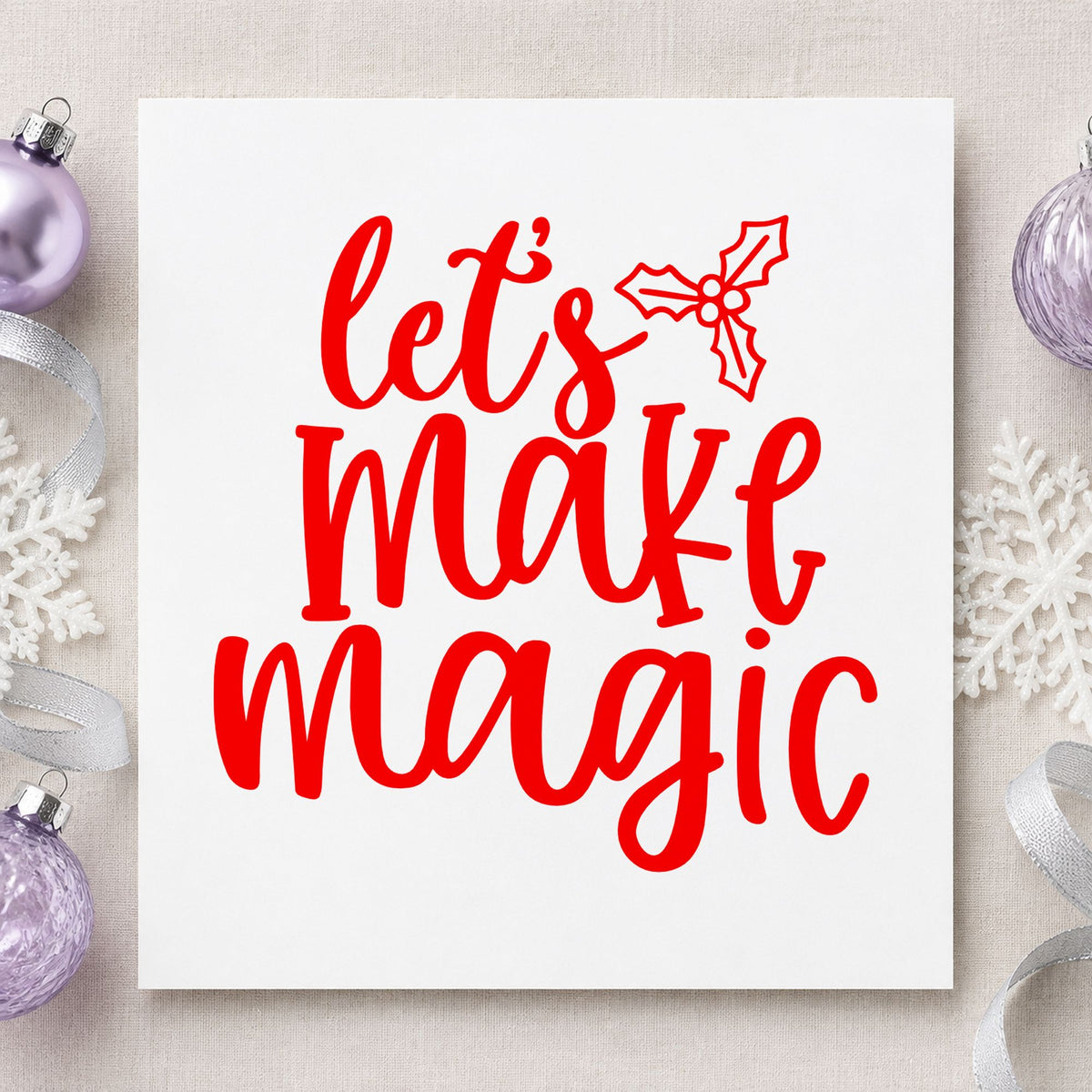 Duo Hand Let's Make Magic Holly Rubber Stamp in use 5