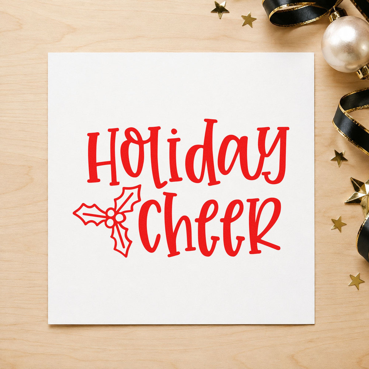 Holiday Cheer Holly Outline Detail Hand Stamp – Duo in use 5