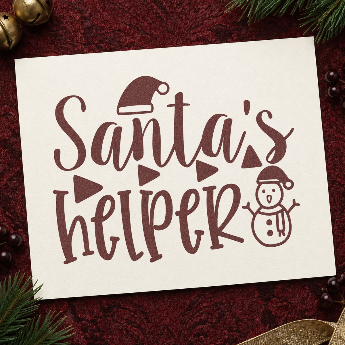 Santa's Helper Snowman Hat Hand Stamp – Duo in use 4