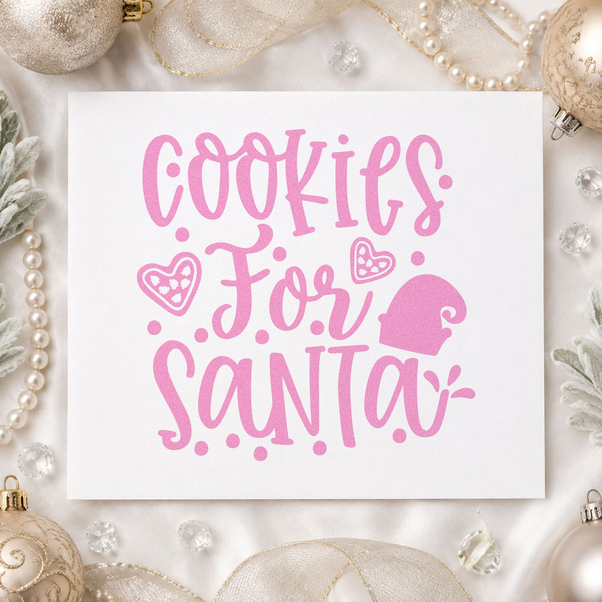 Cookies For Santa Hearts craft stamp in purple ink on cardstock, an easy option for icing work album.