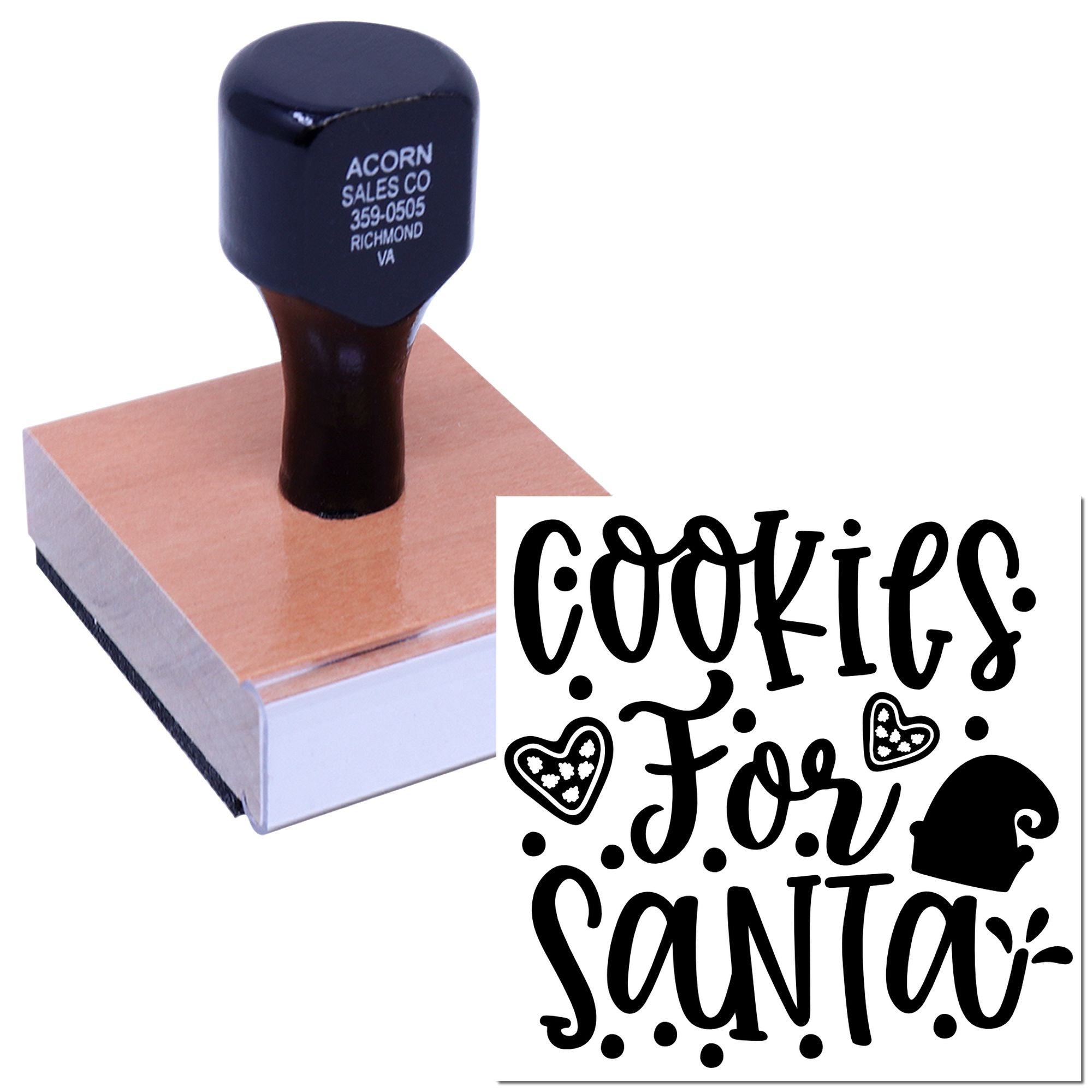 Custom Cookies for Santa rubber stamp for Christmas baking, holiday treat tags, and festive packaging.