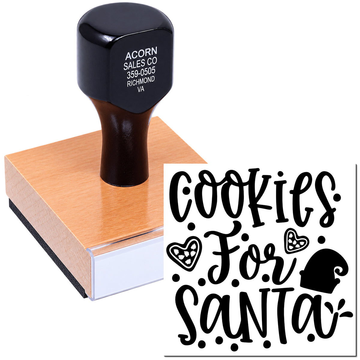 Custom Cookies for Santa rubber stamp for Christmas baking, holiday treat tags, and festive packaging.