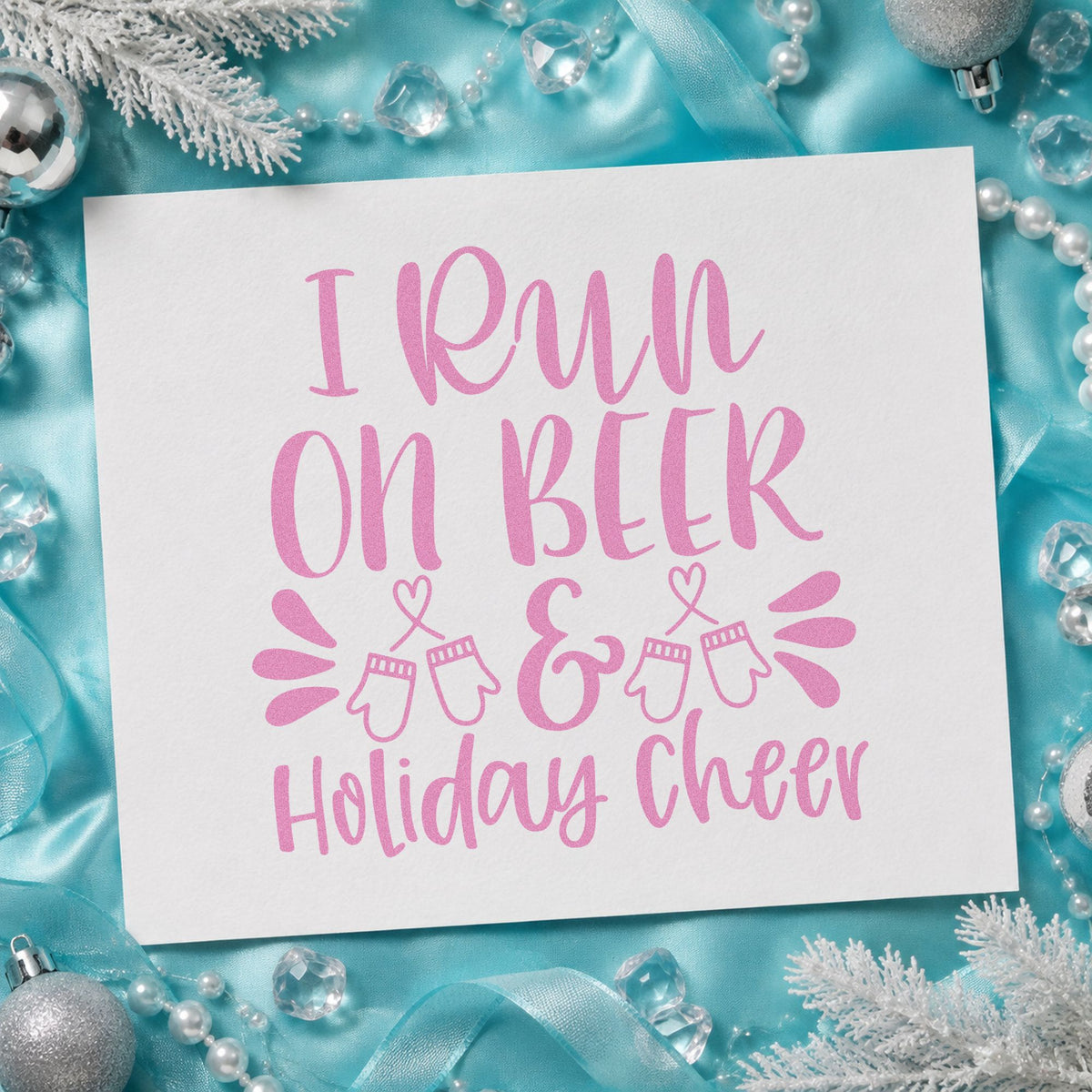 Beer And Holiday Cheer craft stamp in purple ink on cardstock, an easy option for brewery album page.