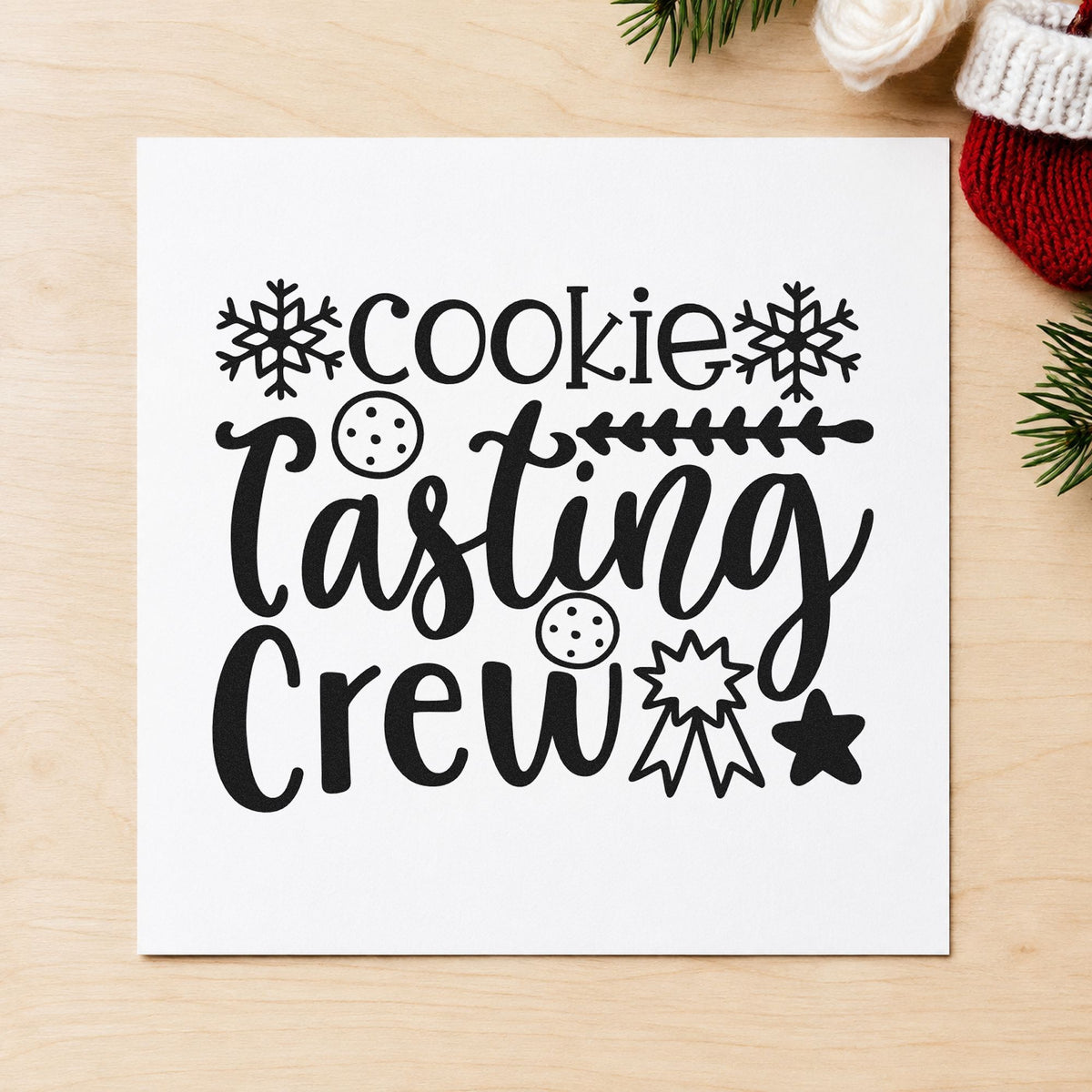 Cookie Tasting Crew rubber stamp printed in black ink, ready for tasting crew cards and similar paper crafts.