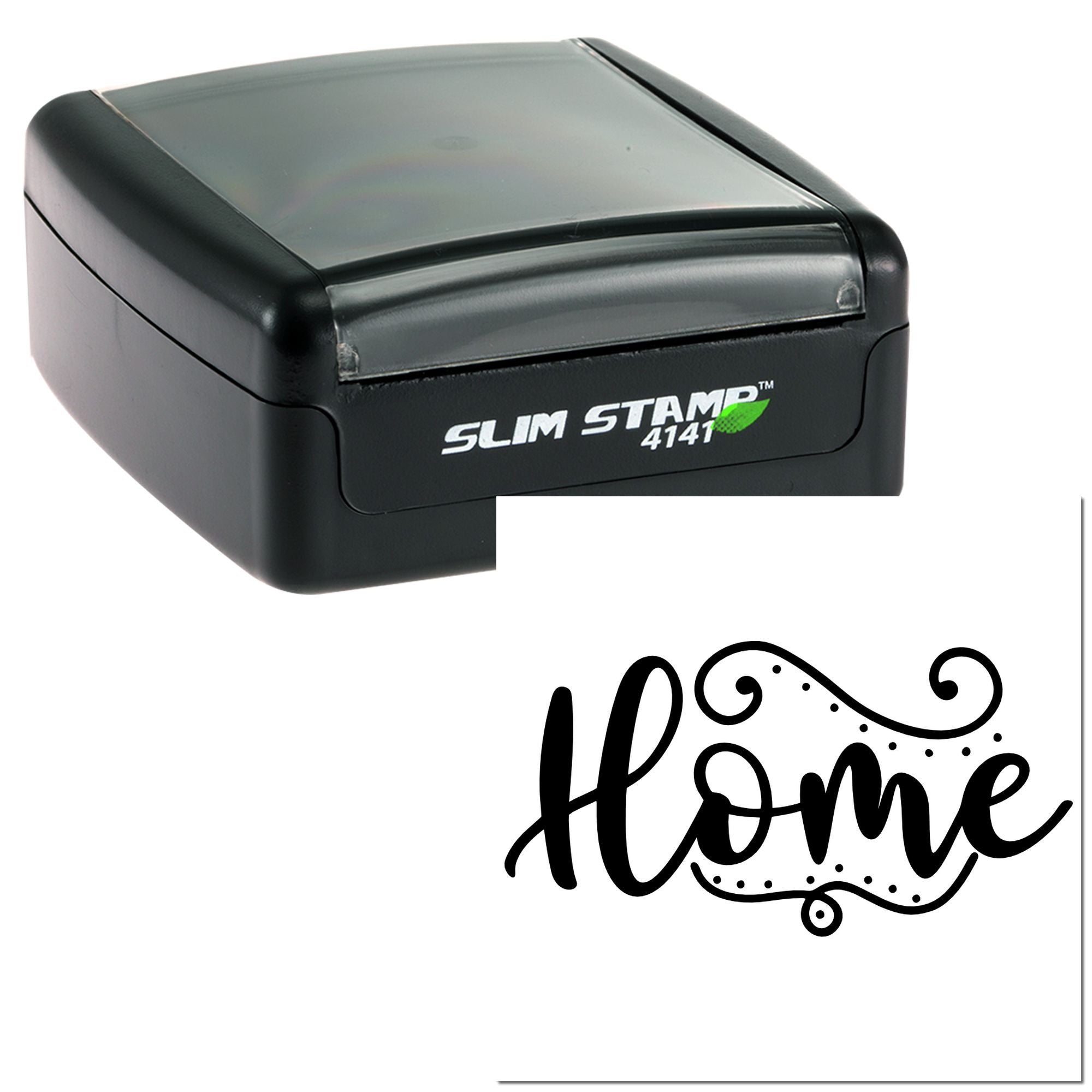 Slim Stamp 4141 self-inking rubber stamp with decorative Home design for personalized craft or home decor stamping.