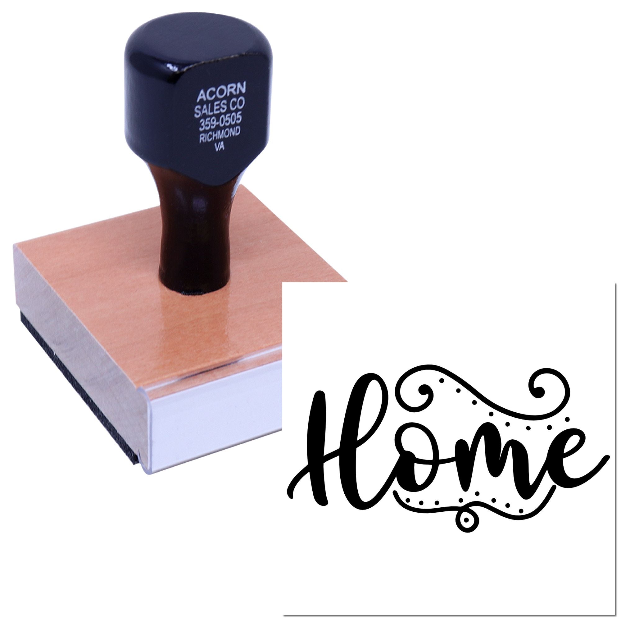 Custom rubber stamp with decorative Home design for crafts, branding, and personalized stamping.