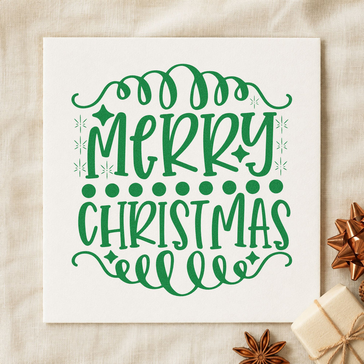 Merry Christmas Loop Borders Stamp – Wood Handle in use 8