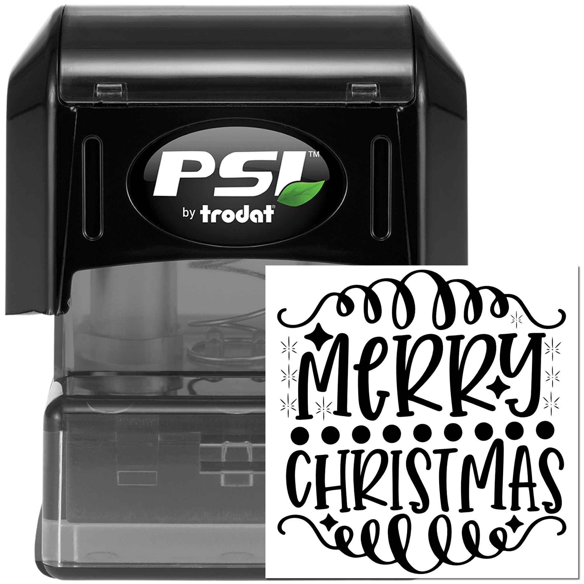 PSI by Trodat self-inking Merry Christmas rubber stamp for holiday cards and festive custom stamping