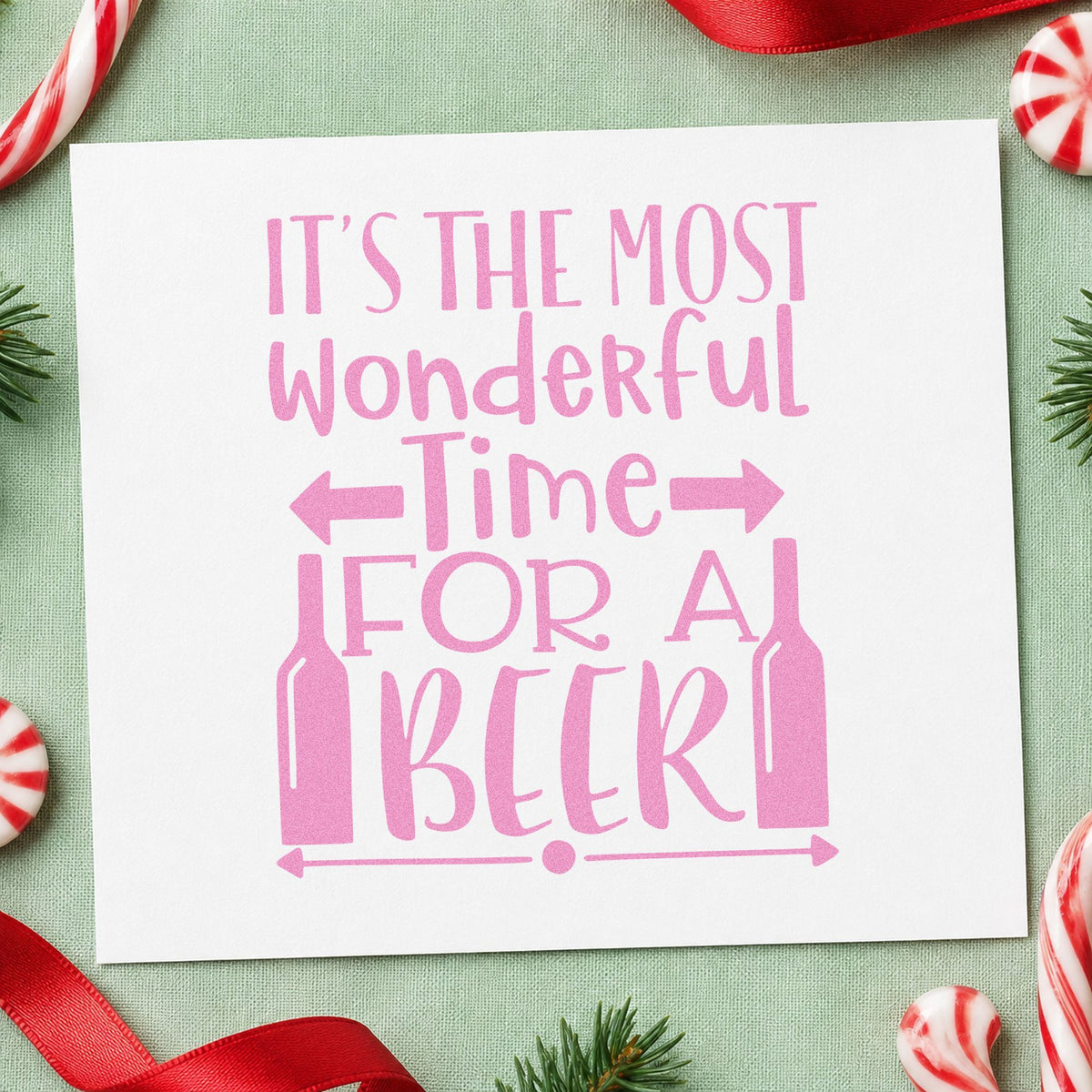 Wonderful Time For Beer craft stamp in purple ink on cardstock, an easy option for taproom album page.