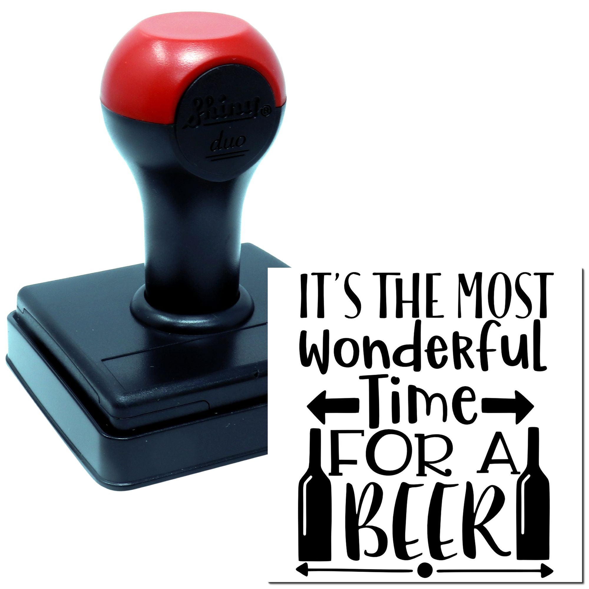 Self-inking rubber stamp with Its the Most Wonderful Time for a Beer custom design for craft beer and novelty gifts.
