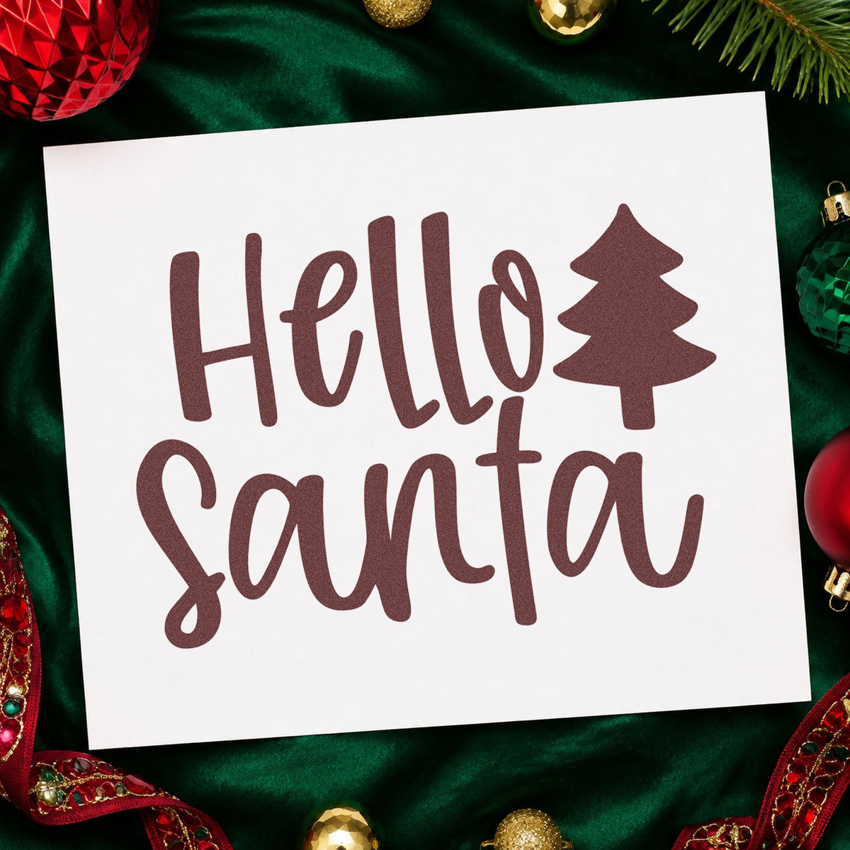 Hello Santa With Tree Rubber Stamp – Wood Handle in use 4