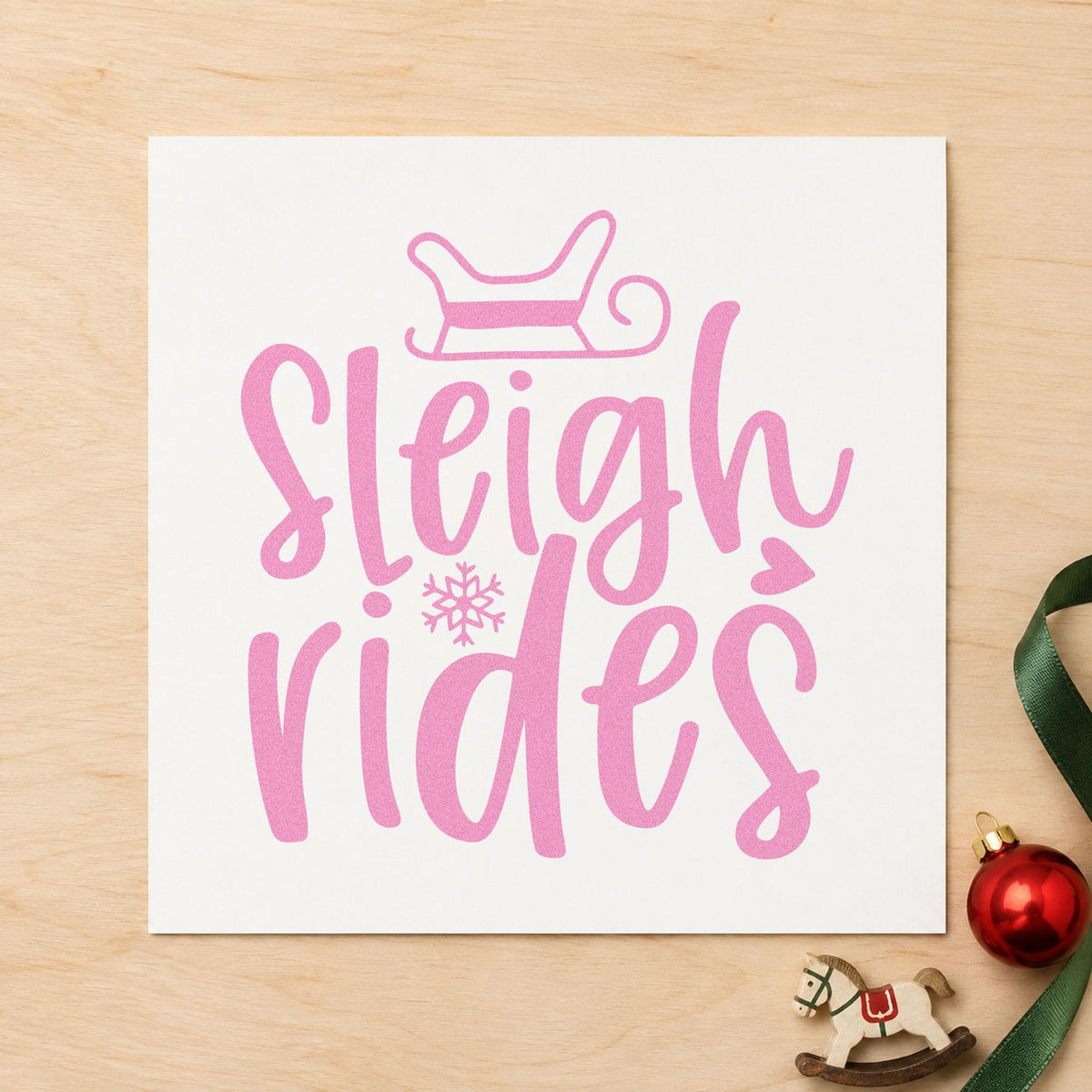 Sleigh Rides Winter Lettering craft stamp in purple ink on cardstock, an easy option for guide log album page.