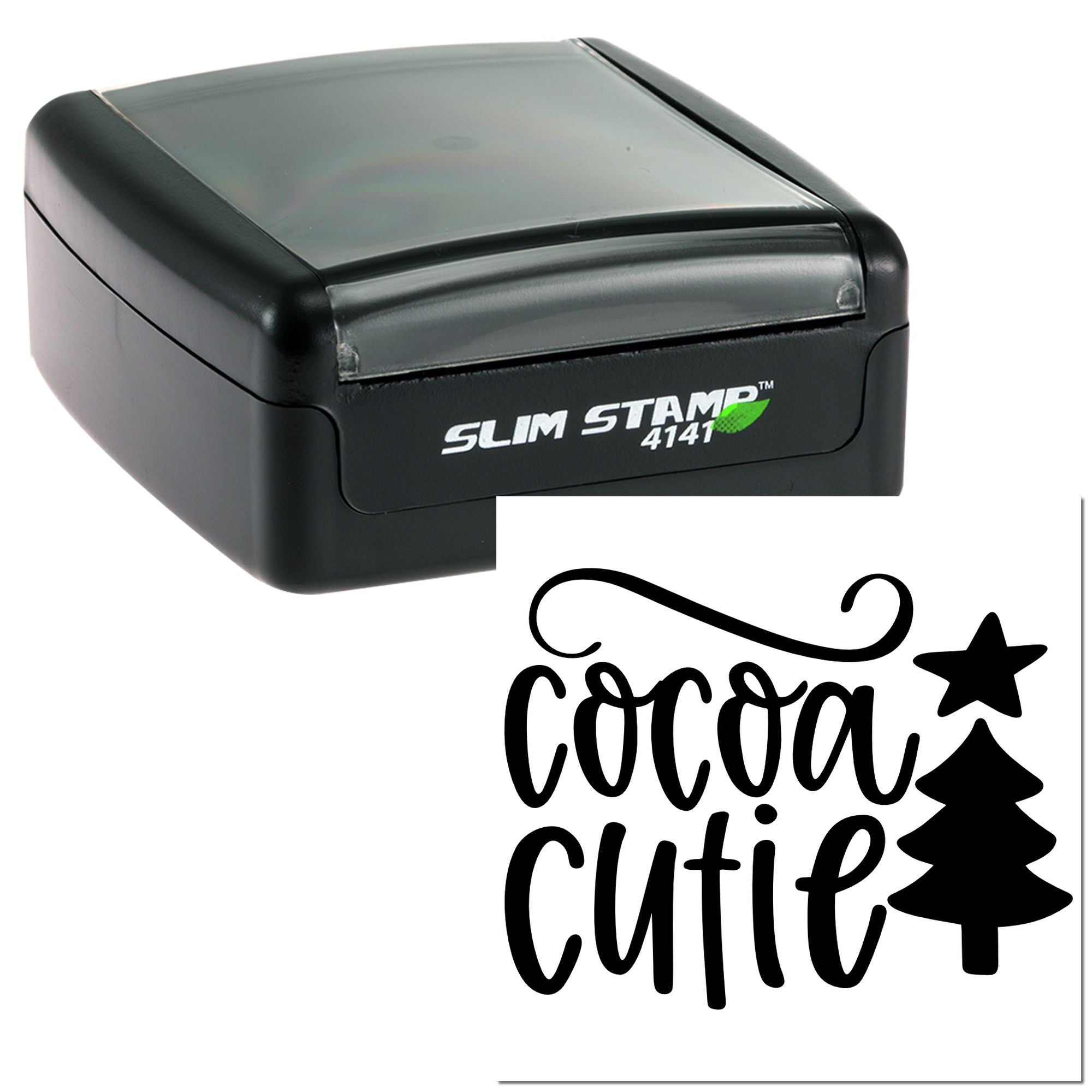 Slim Stamp 4141 self-inking rubber stamp with cocoa cutie design for crafts, card making, and custom stamping.