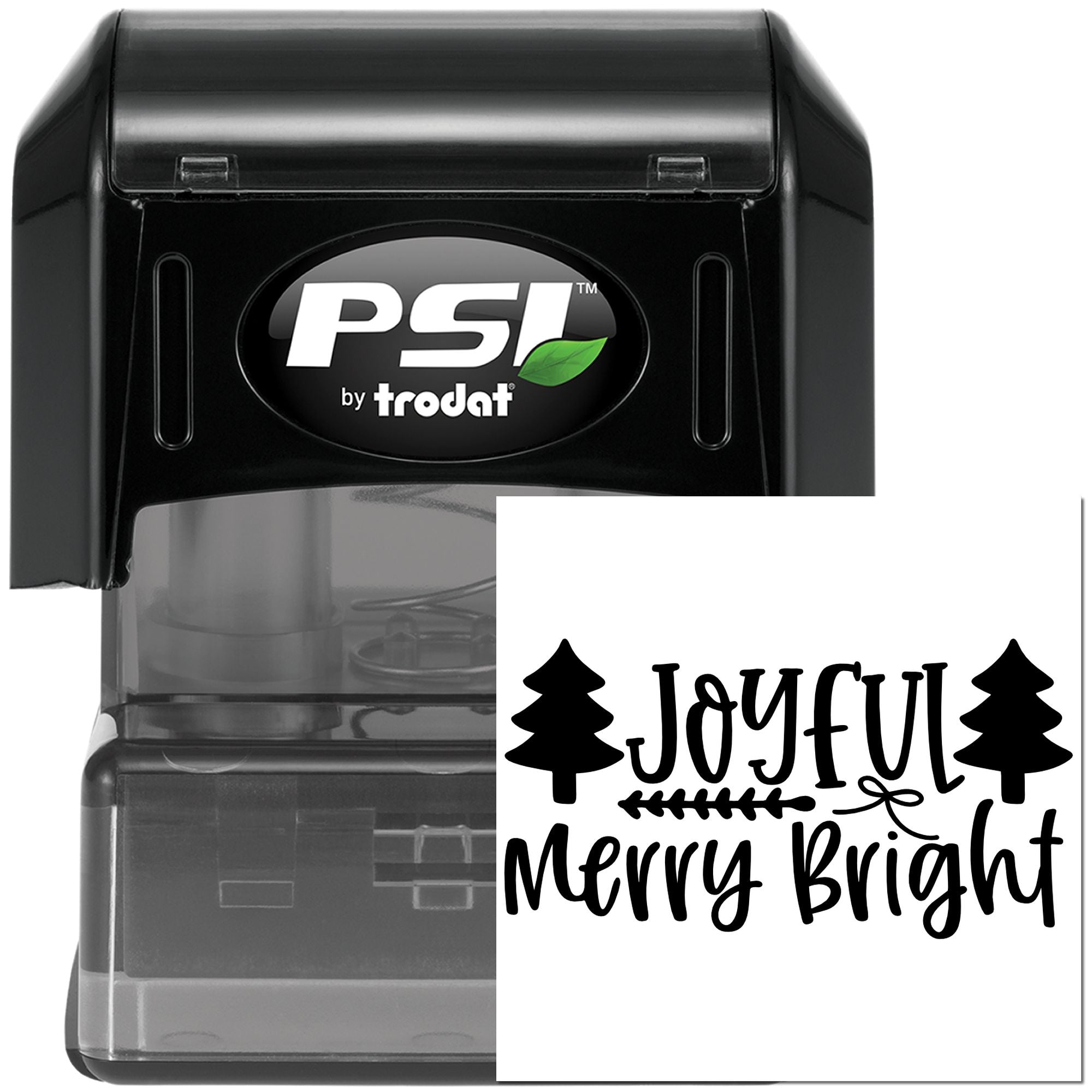 PSI by Trodat self-inking rubber stamp with Joyful Merry Bright holiday design for Christmas cards and festive crafts