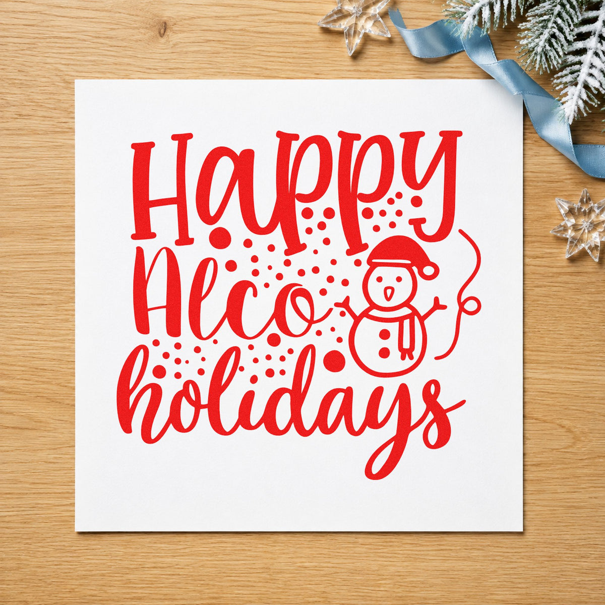 Happy Alco Holidays Snowman Rubber Stamp – Duo Hand in use 5