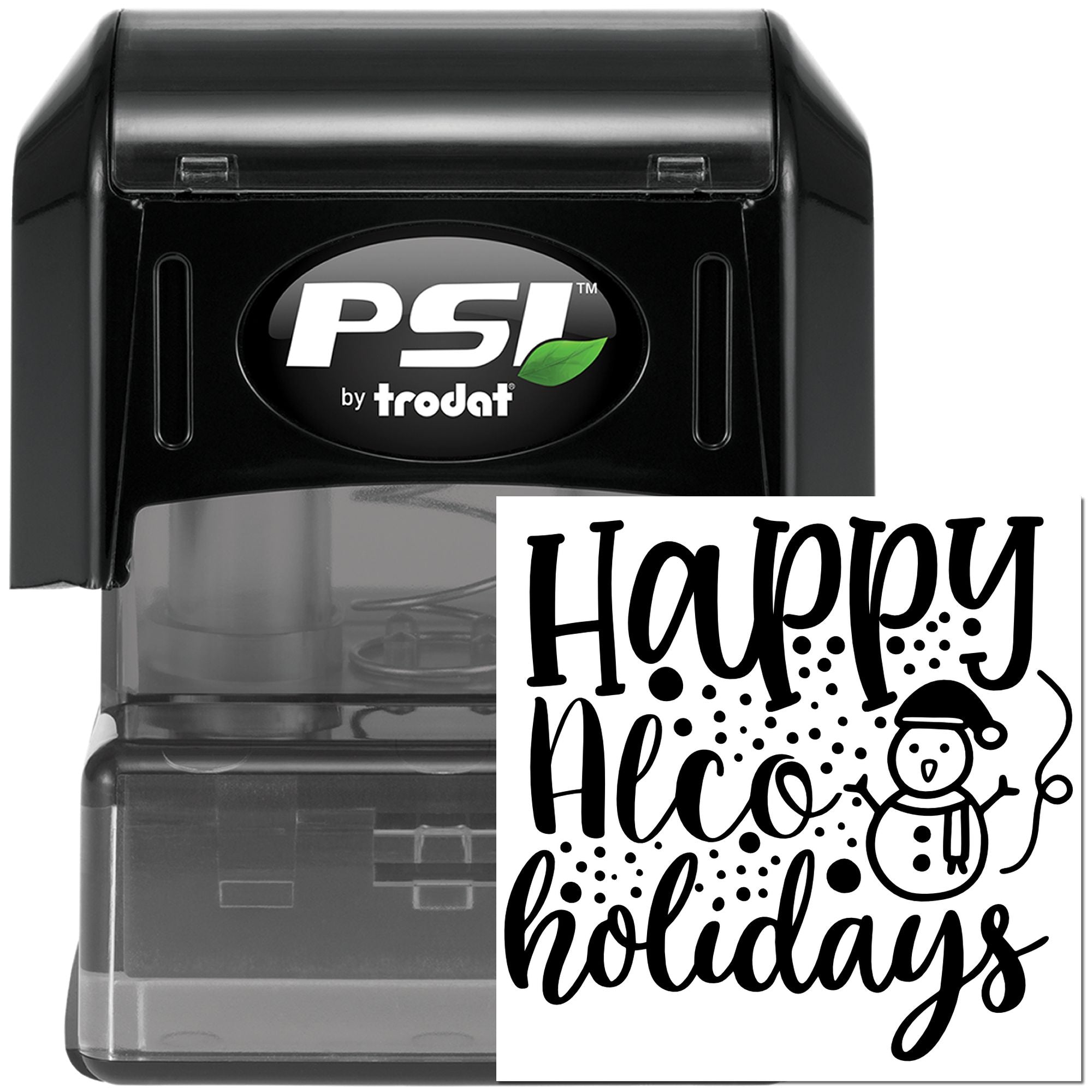 PSI by Trodat self-inking rubber stamp with Happy Holidays snowman design for festive holiday cards and crafts