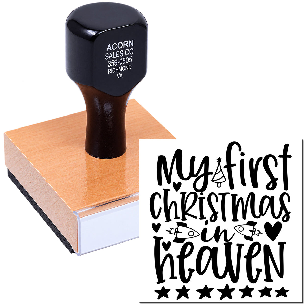 My First Christmas in Heaven rubber stamp design for memorial holiday cards, keepsakes, and remembrance crafts.