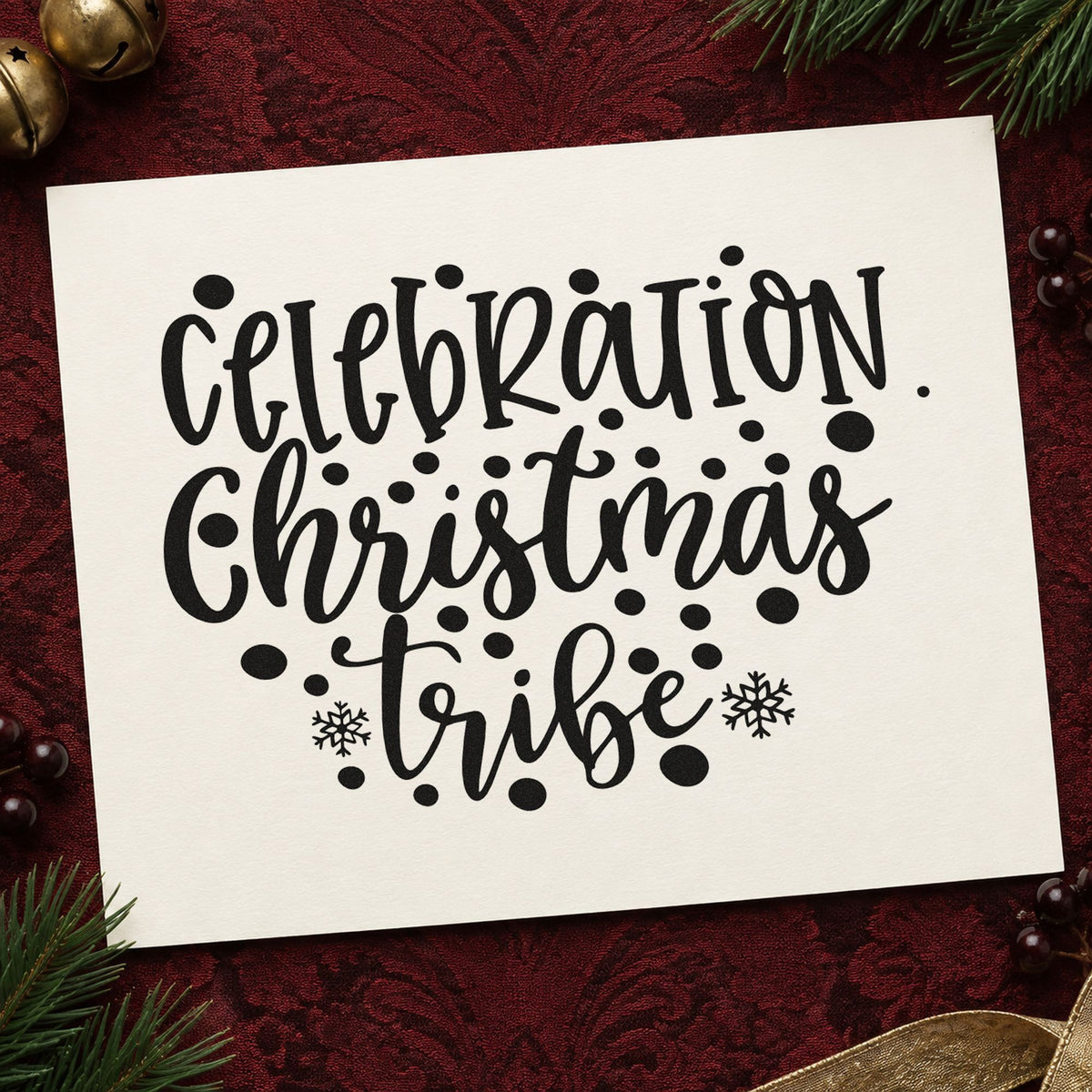 Celebration Christmas Vibes Dots rubber stamp printed in black ink, ready for scattered dots cards and similar paper crafts.