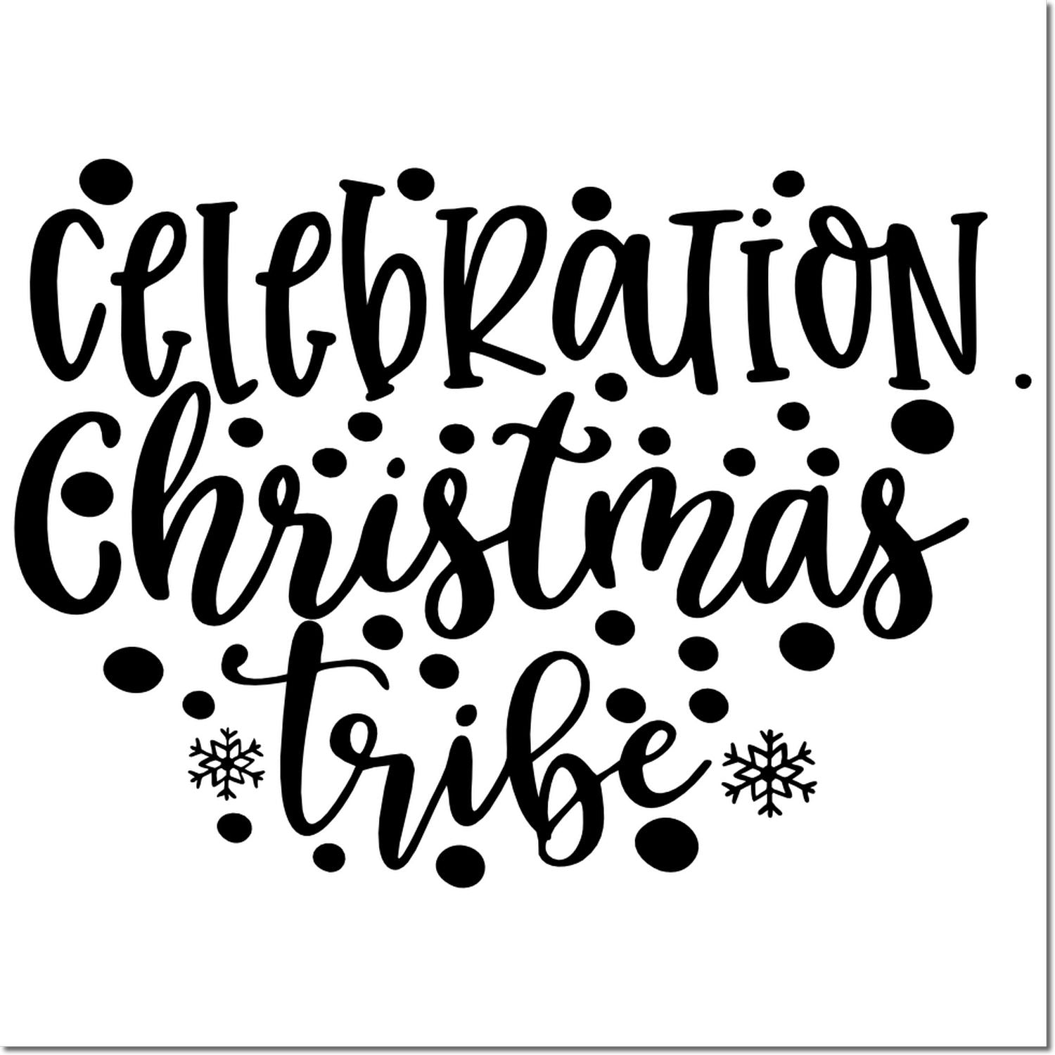 Christmas celebration tribe rubber stamp design with festive snowflakes for holiday cards, crafts, and seasonal projects.