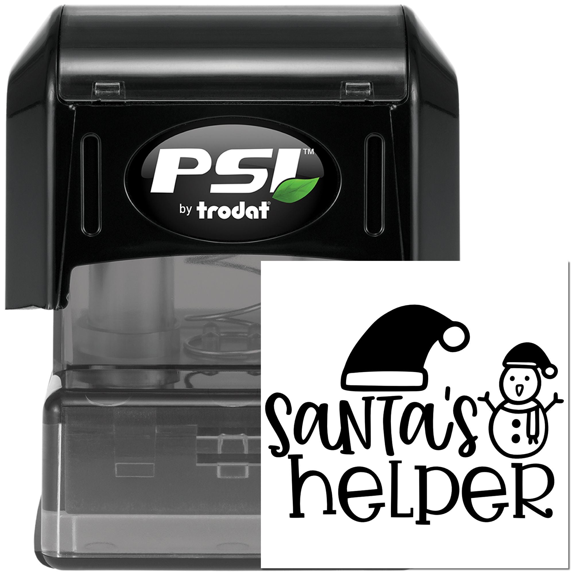 PSI by Trodat self-inking rubber stamp with Santas helper design for custom holiday stamping