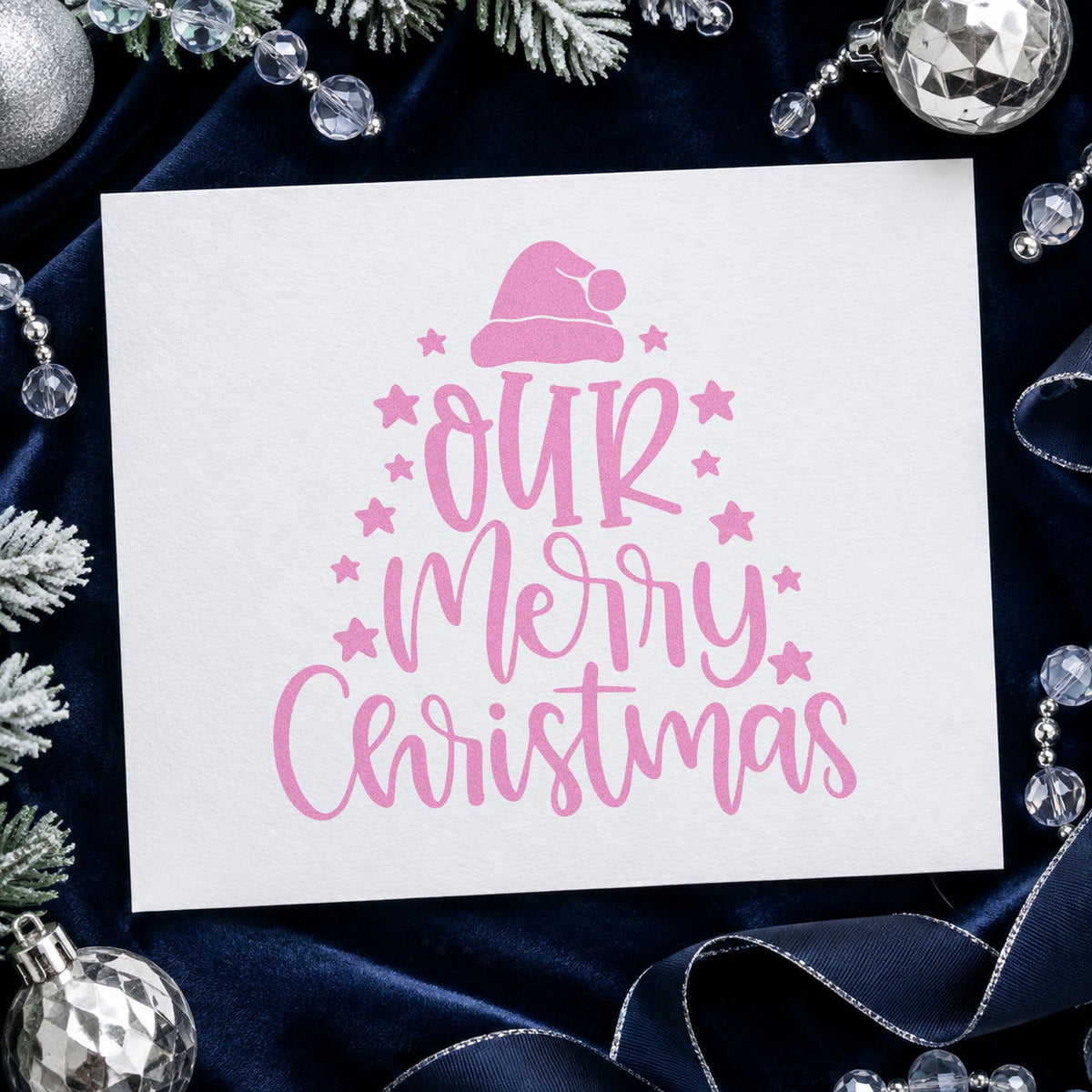 Our Merry Christmas Stars Rubber Stamp – Duo Hand in use 10