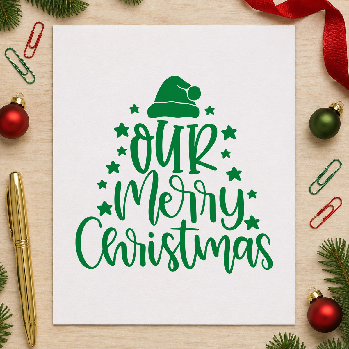 Our Merry Christmas Stars Rubber Stamp – Duo Hand in use 6