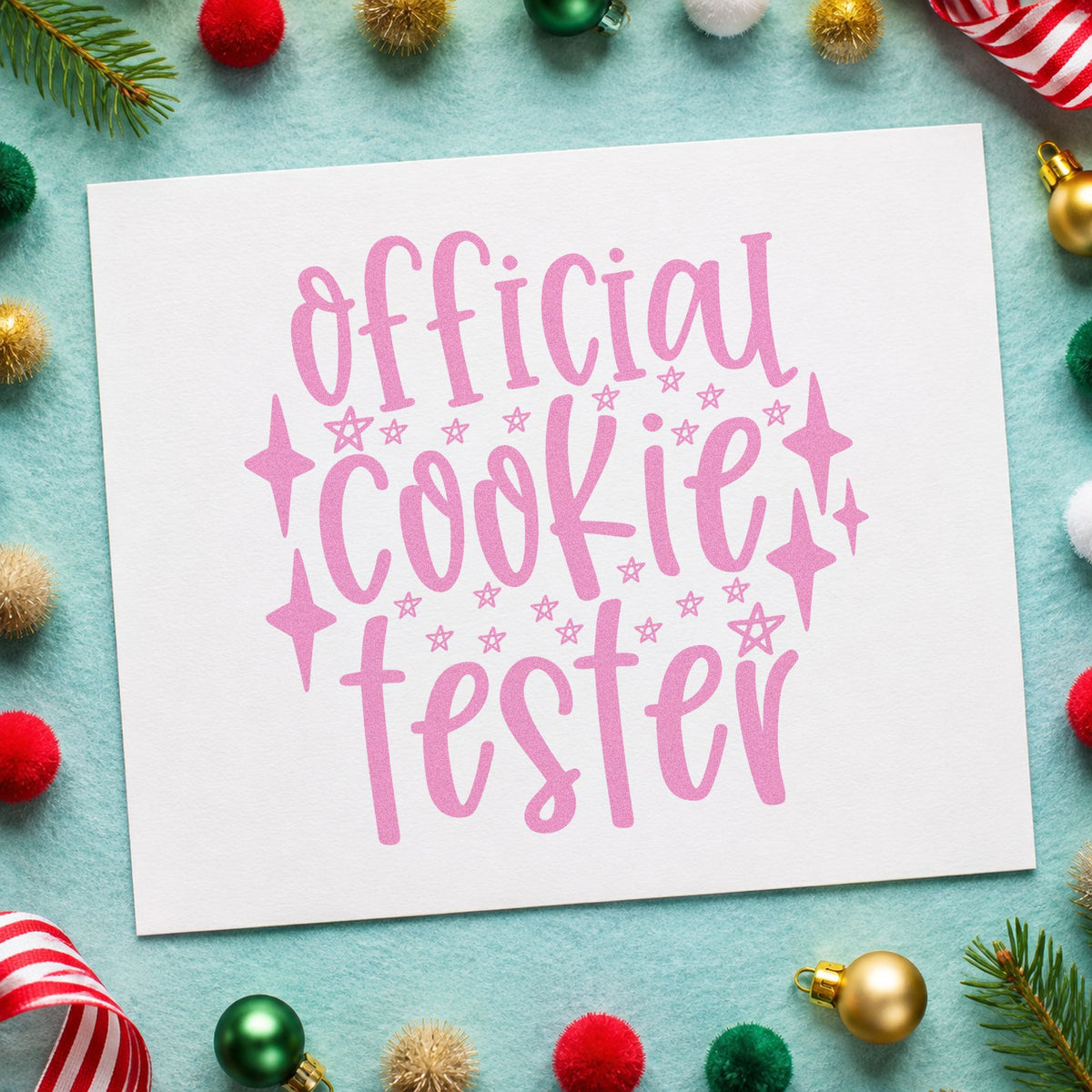 Official Cookie Tester Stars craft stamp in purple ink on cardstock, an easy option for credential album page.