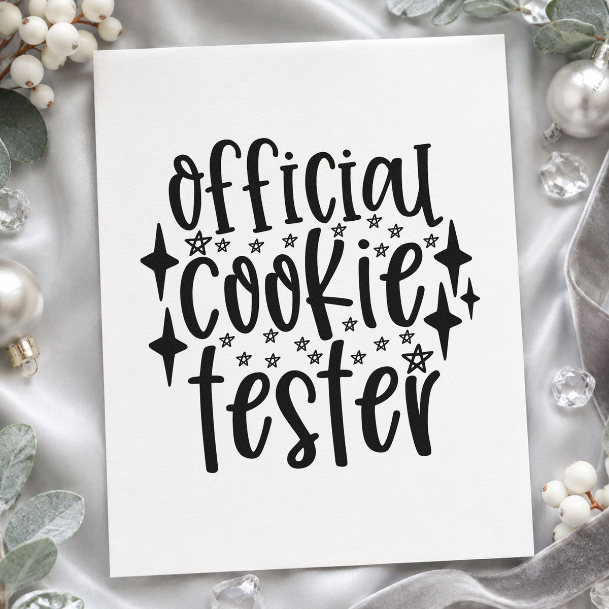 Official Cookie Tester Stars rubber stamp printed in black ink, ready for certified tester cards and similar paper crafts.