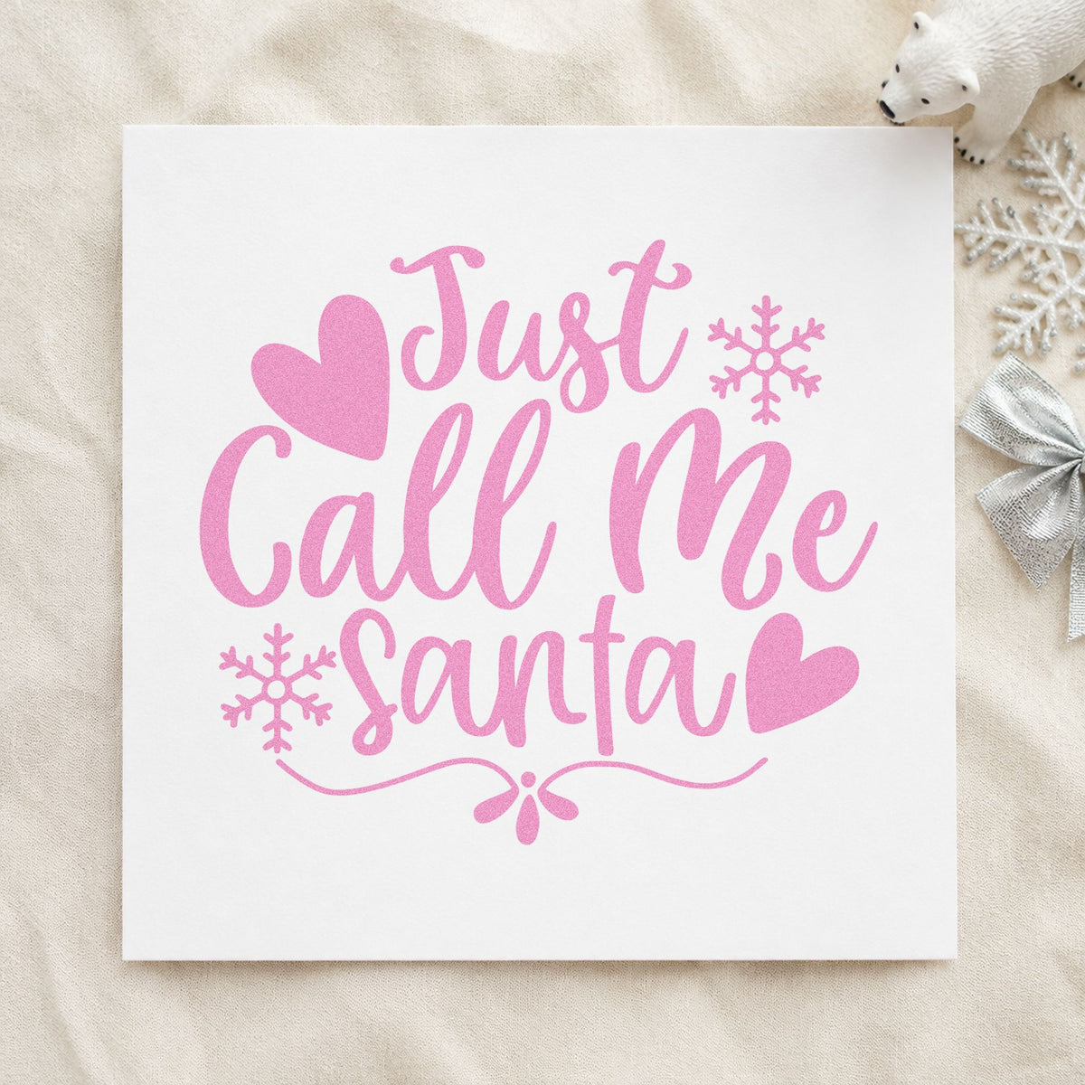 Just Call Me Santa craft stamp in purple ink on cardstock, an easy option for giver album page.