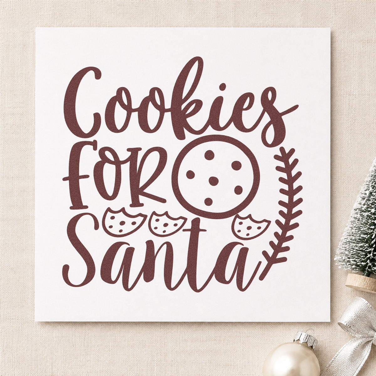 Cookies For Santa Cookie Row rubber stamp printed in brown ink, ready for portion count sheet and similar paper crafts.