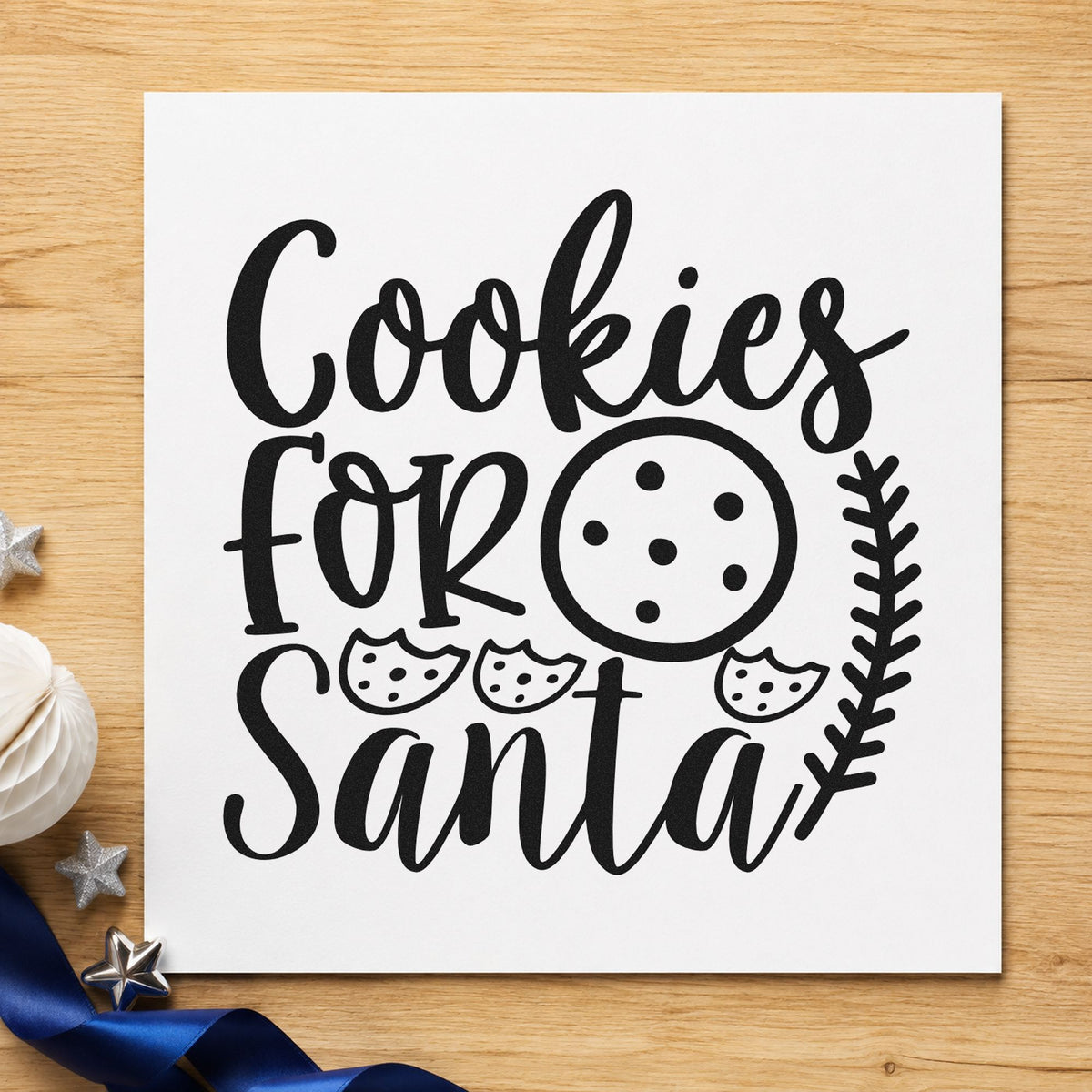 Cookies For Santa Cookie Row rubber stamp printed in black ink, ready for large and row cards and similar paper crafts.