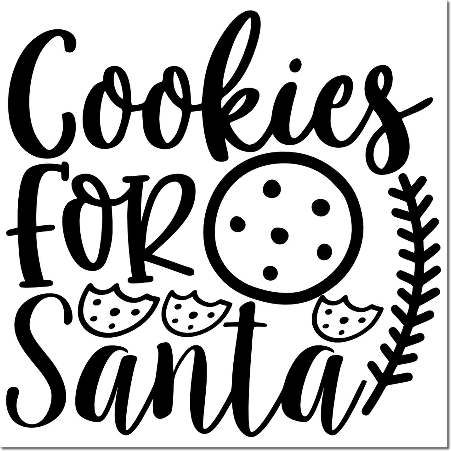 Cookies for Santa rubber stamp design with festive cookies and holiday accents for Christmas baking, gift tags, and crafts.
