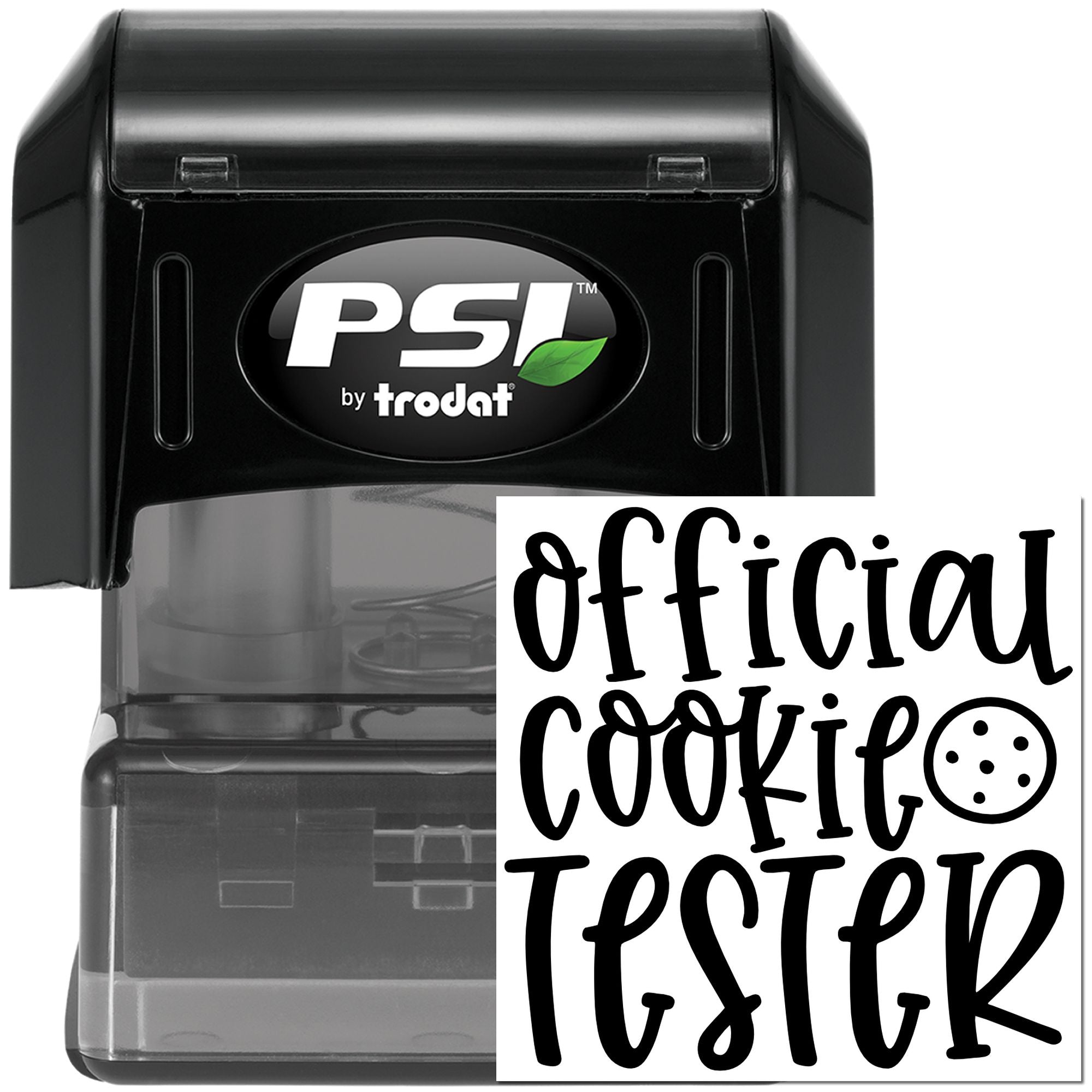 Self-inking rubber stamp with Official Cookie Tester design, ideal for baker gifts, novelty branding, and office use.