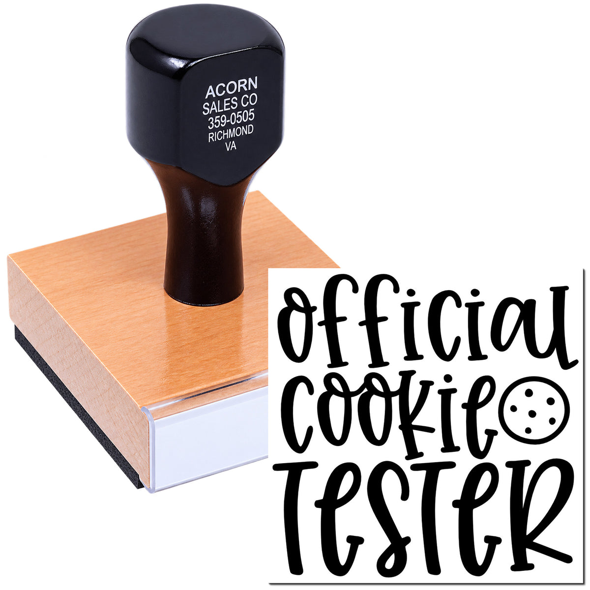 Self-inking rubber stamp reading "Official Cookie Tester" for bakeries, gifts, and fun office novelty use.