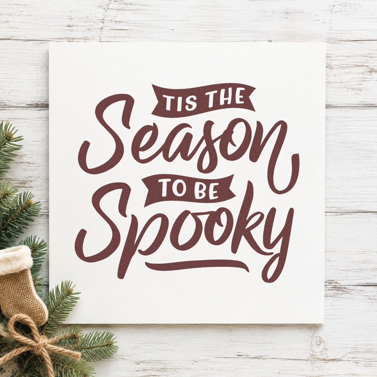 Season To Be Spooky rubber stamp printed in brown ink, ready for party plan sheet and similar paper crafts.