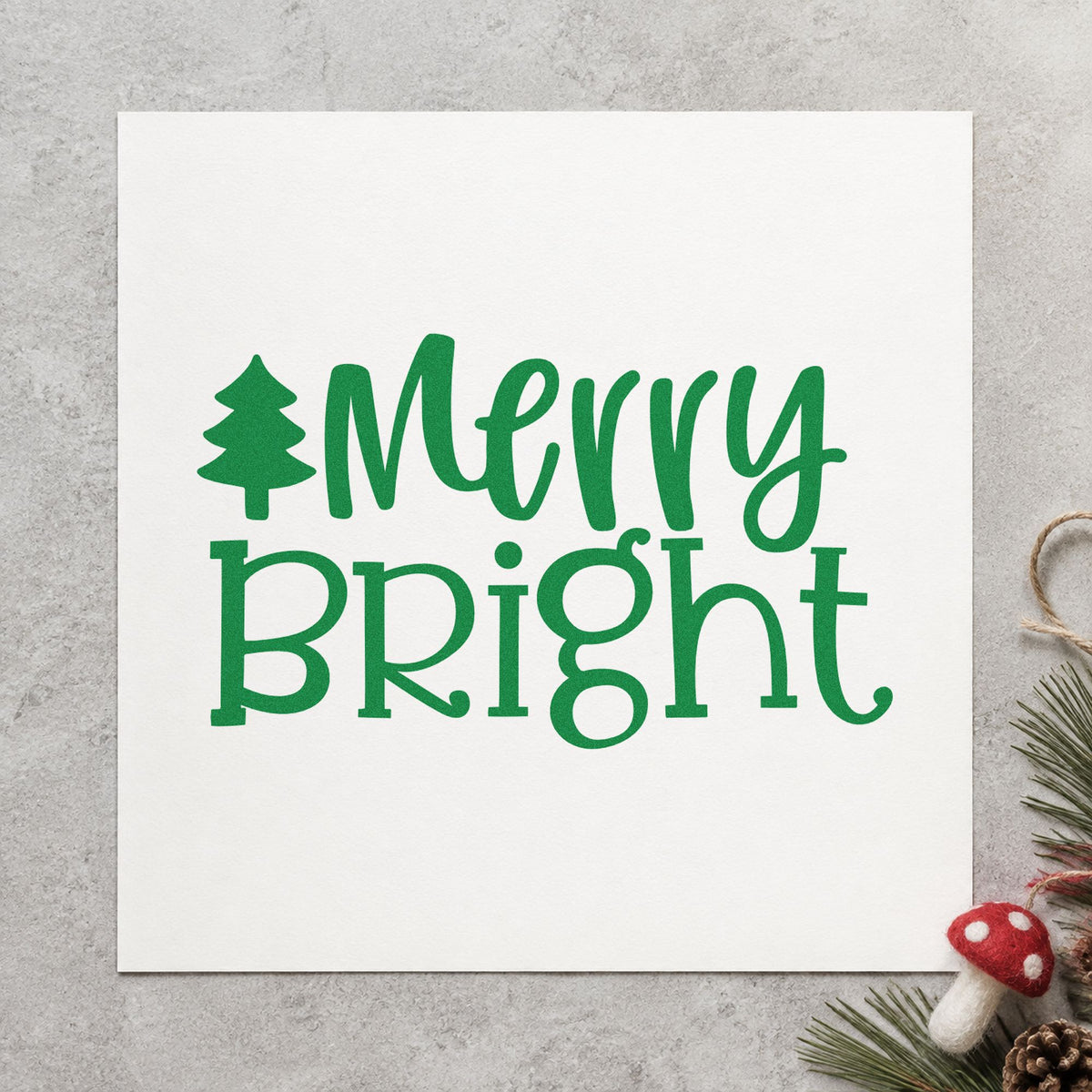 Slim Pre-Inked Merry Bright Christmas Tree Stamp in use 3