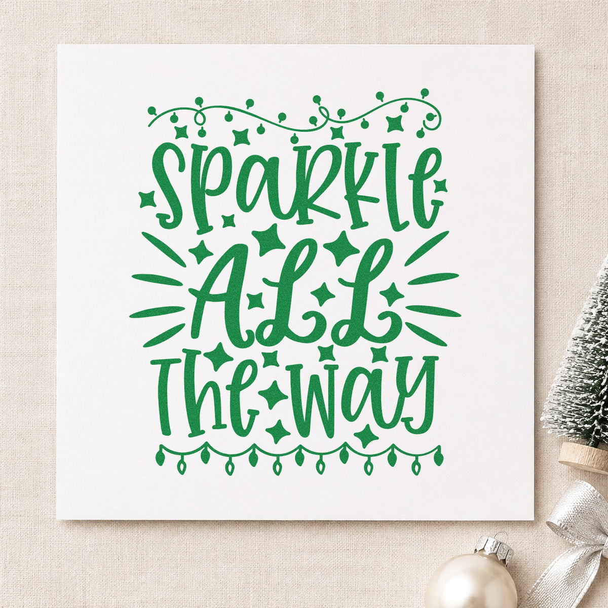 Sparkle All The Way Lights With Stars PSI Pre-Inked Stamp in use 3